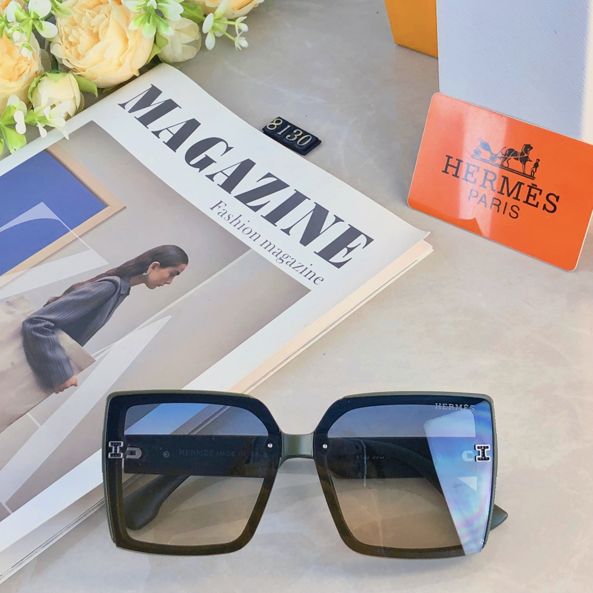 🔥🔥Herme*太阳镜新款墨镜明星同款网红大框驾驶开车H字母眼镜潮