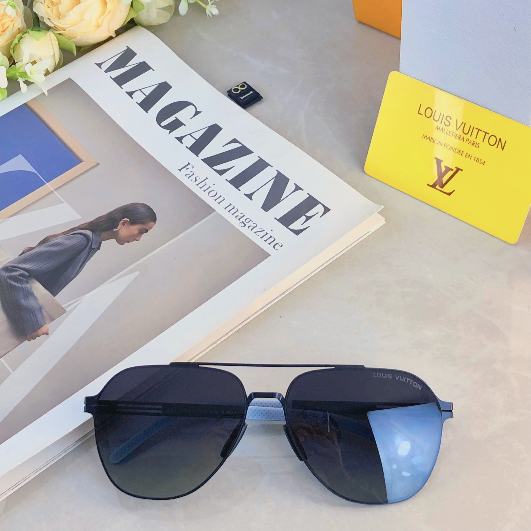 🔥🔥Louis vuitto*不锈钢双梁无螺丝男士偏光太阳镜超轻高级感太阳眼镜遮阳大框墨镜