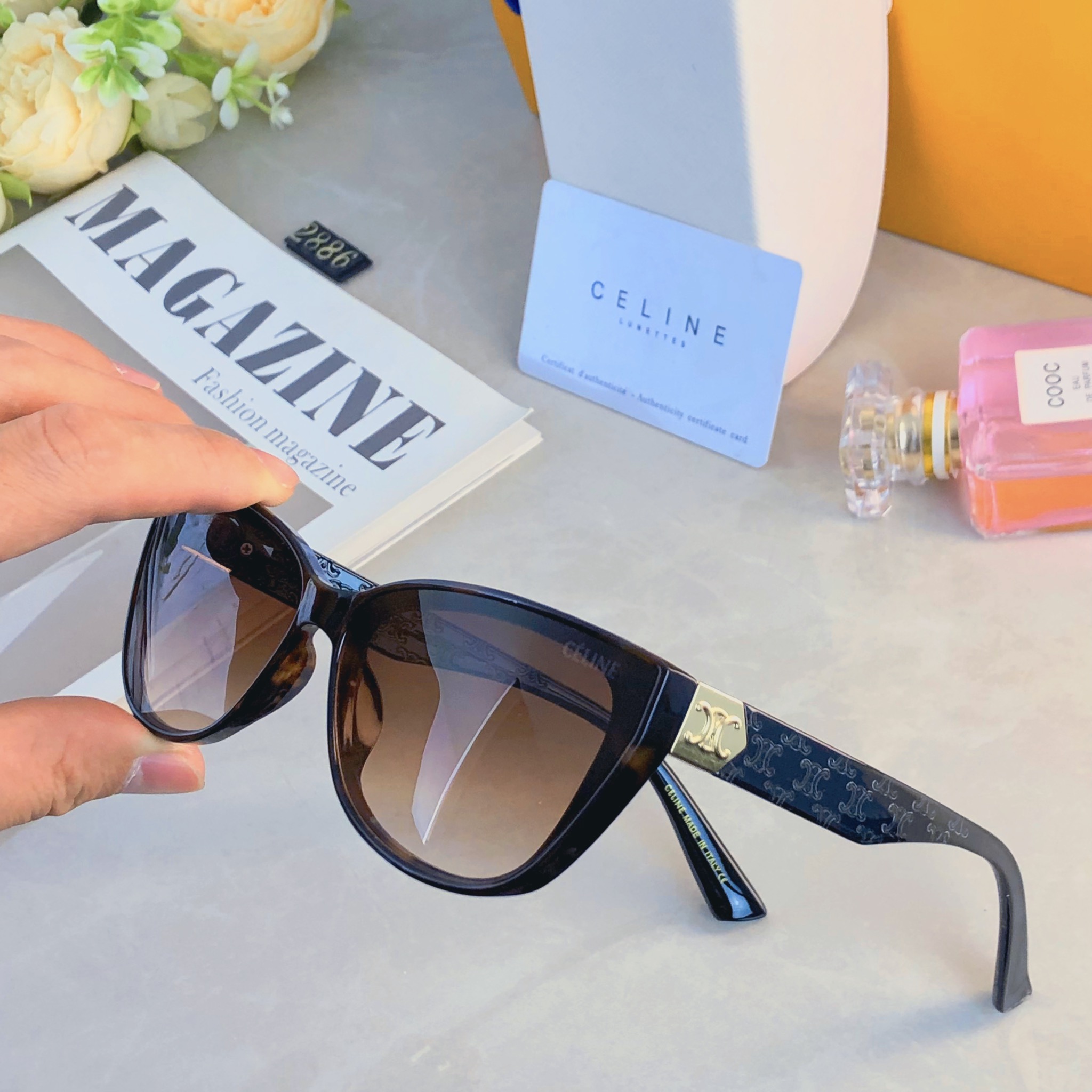 🔥🔥Celin*猫眼墨镜海边女夏季高级感街拍辣妹小脸复古网红防晒太阳眼镜开车