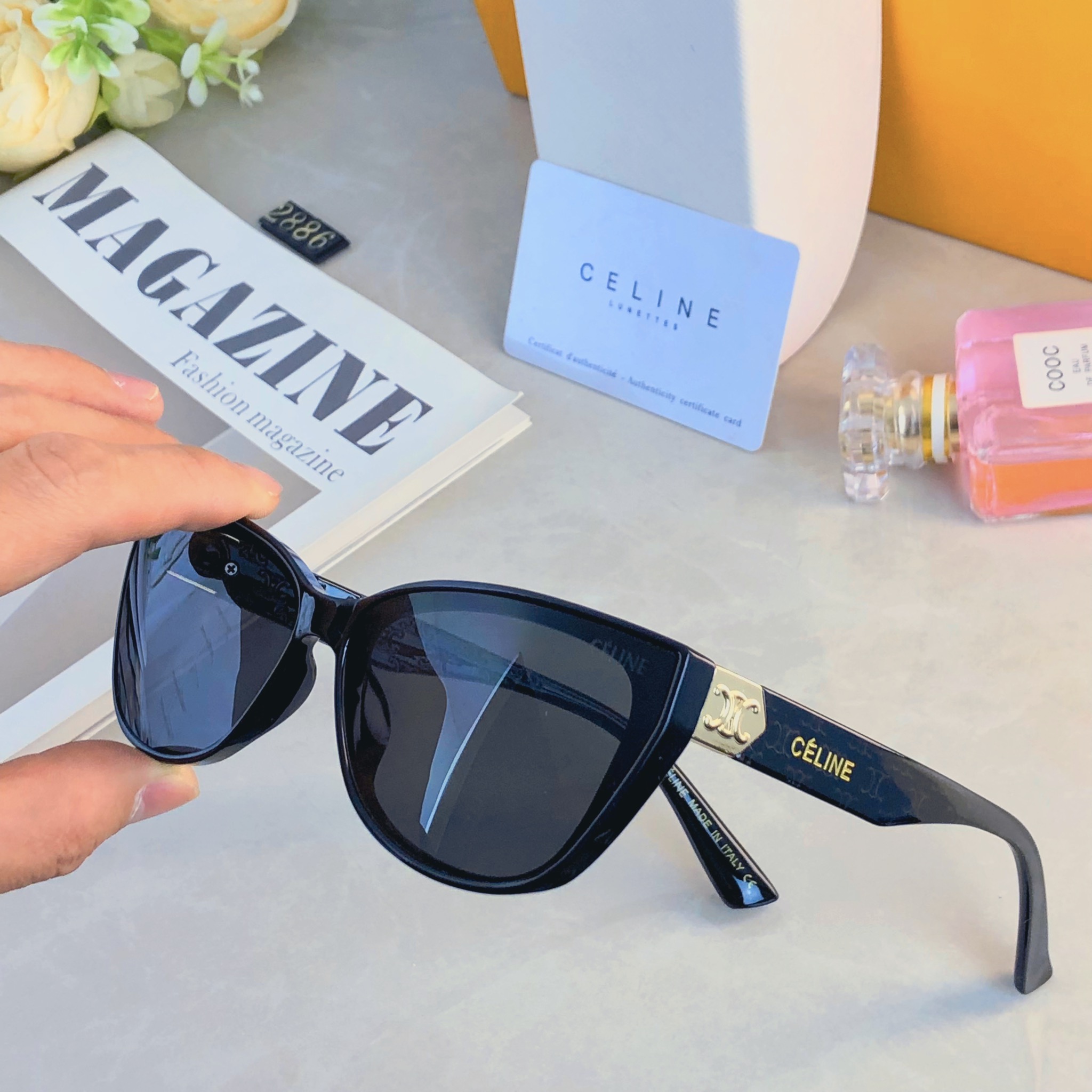 🔥🔥Celin*猫眼墨镜海边女夏季高级感街拍辣妹小脸复古网红防晒太阳眼镜开车