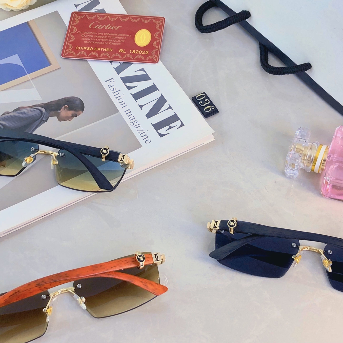 🔥🔥Cartie*复古简约无框斯文男士眼镜仿木纹镜腿墨镜驾驶太阳眼镜