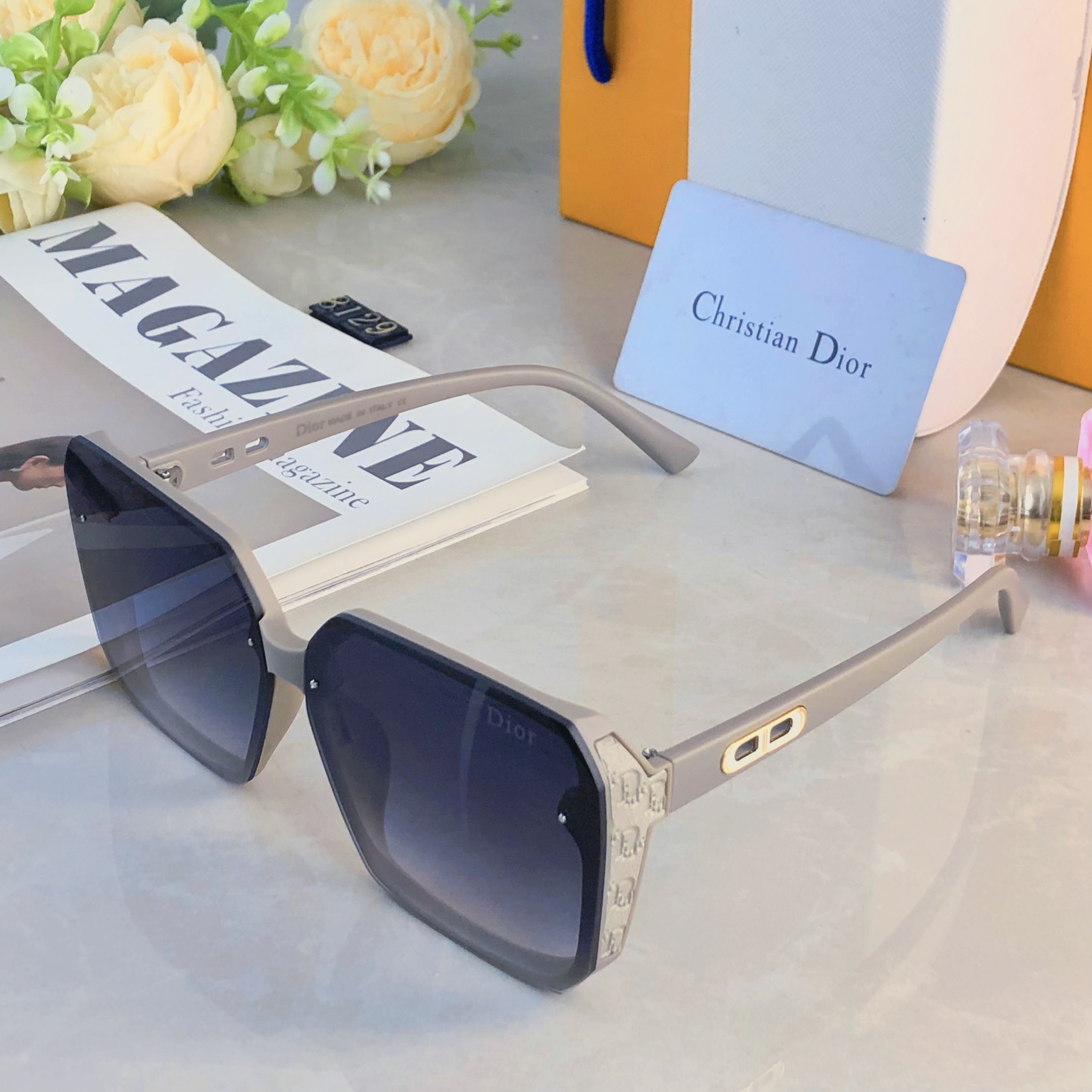 🔥🔥Dio*夏季新款经典时尚太阳眼镜个性防紫外线太阳镜女灰色墨镜