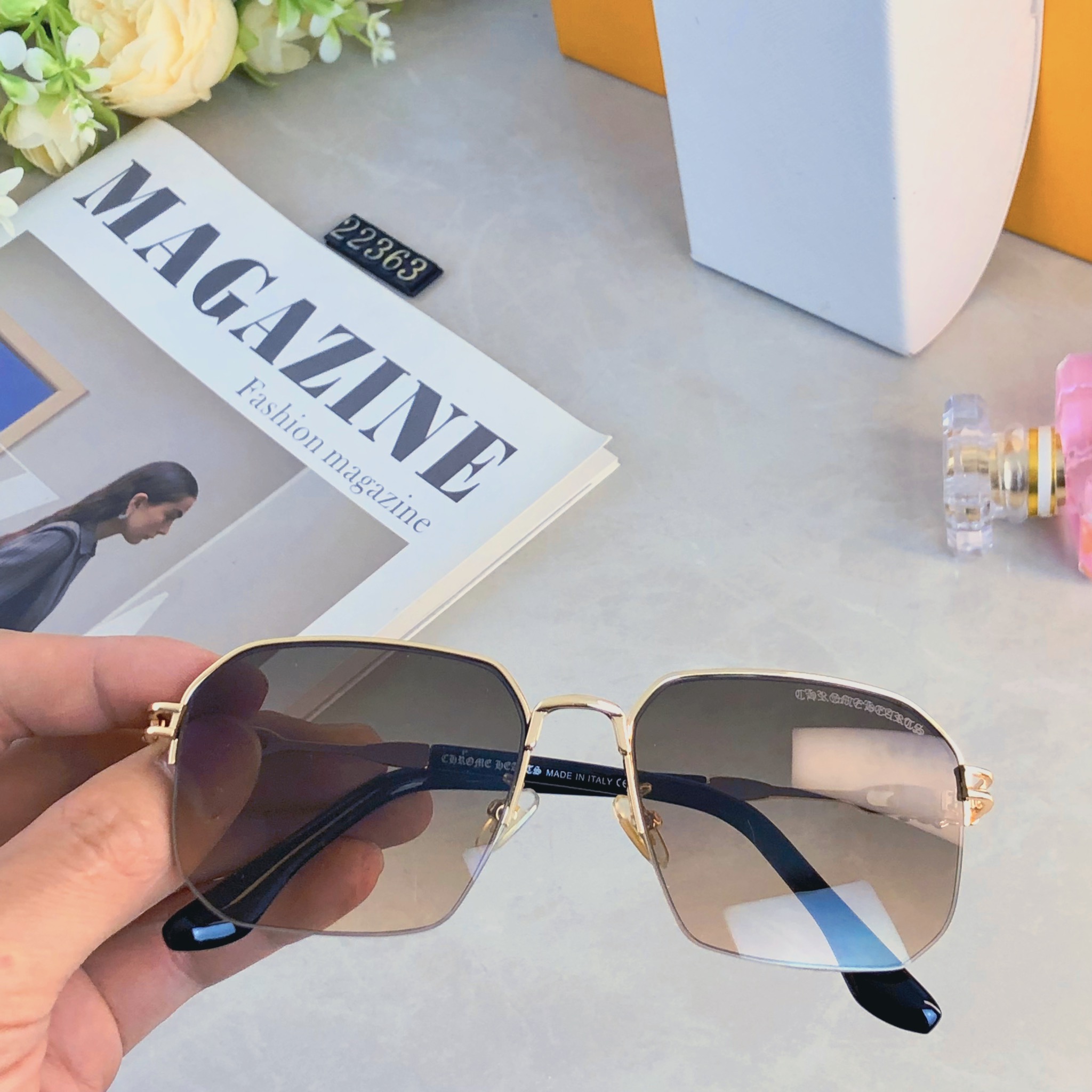 🔥🔥 新款方框金属墨镜时尚凹造型街拍防紫外线太阳镜