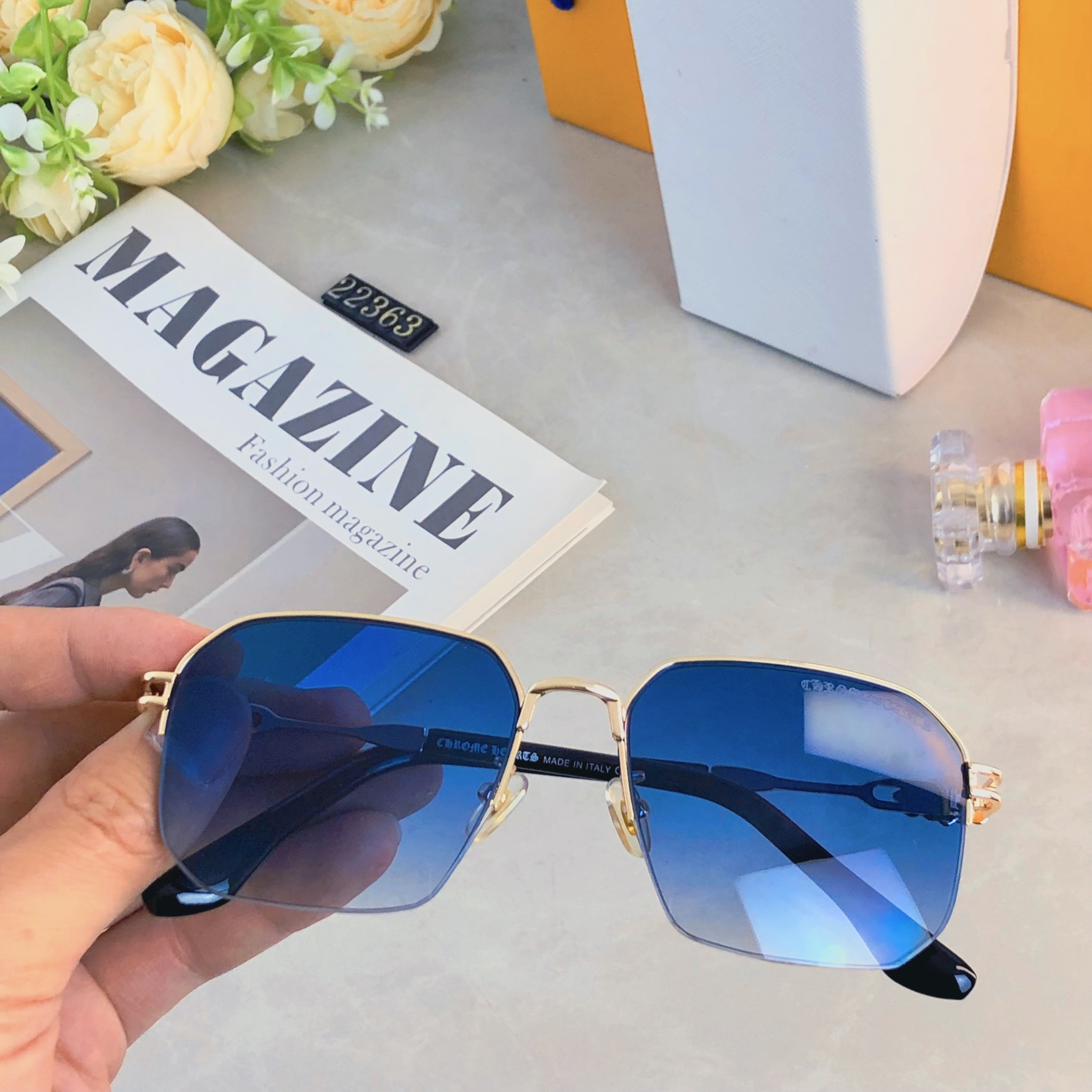 🔥🔥 新款方框金属墨镜时尚凹造型街拍防紫外线太阳镜