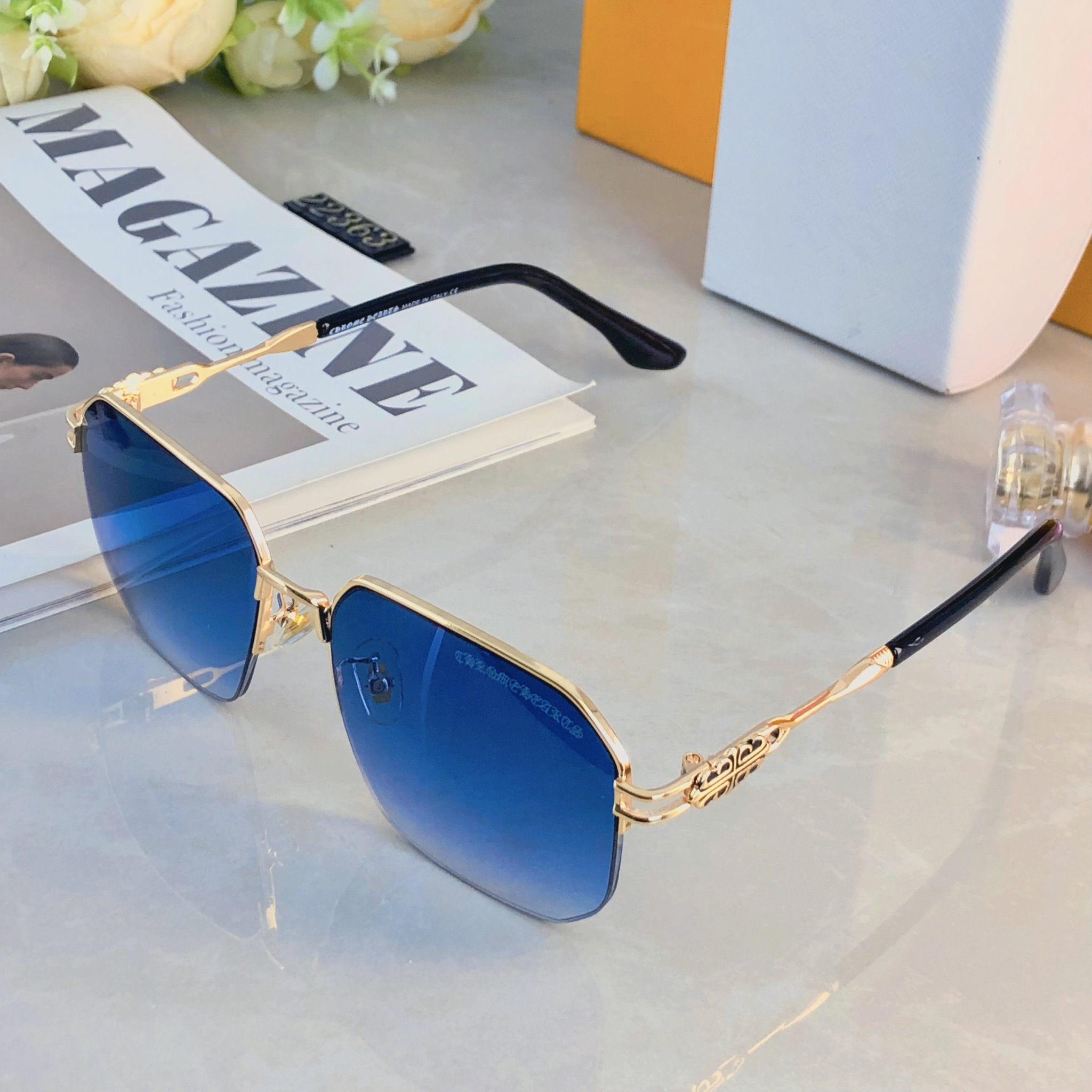 🔥🔥 新款方框金属墨镜时尚凹造型街拍防紫外线太阳镜