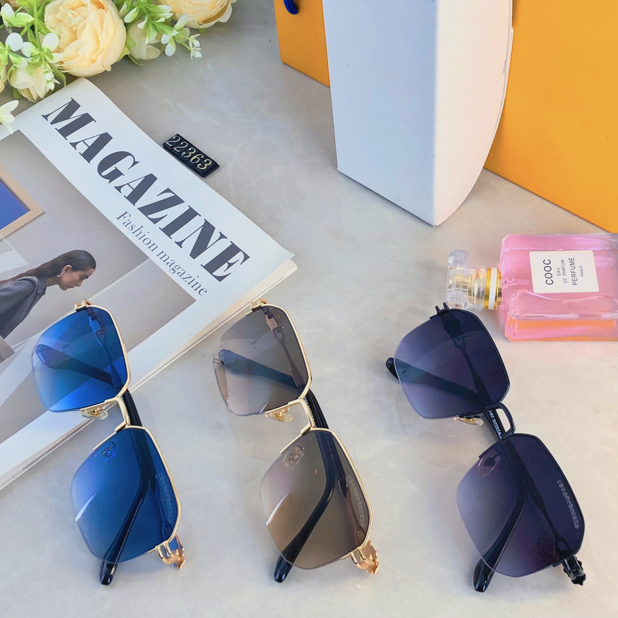 🔥🔥 新款方框金属墨镜时尚凹造型街拍防紫外线太阳镜