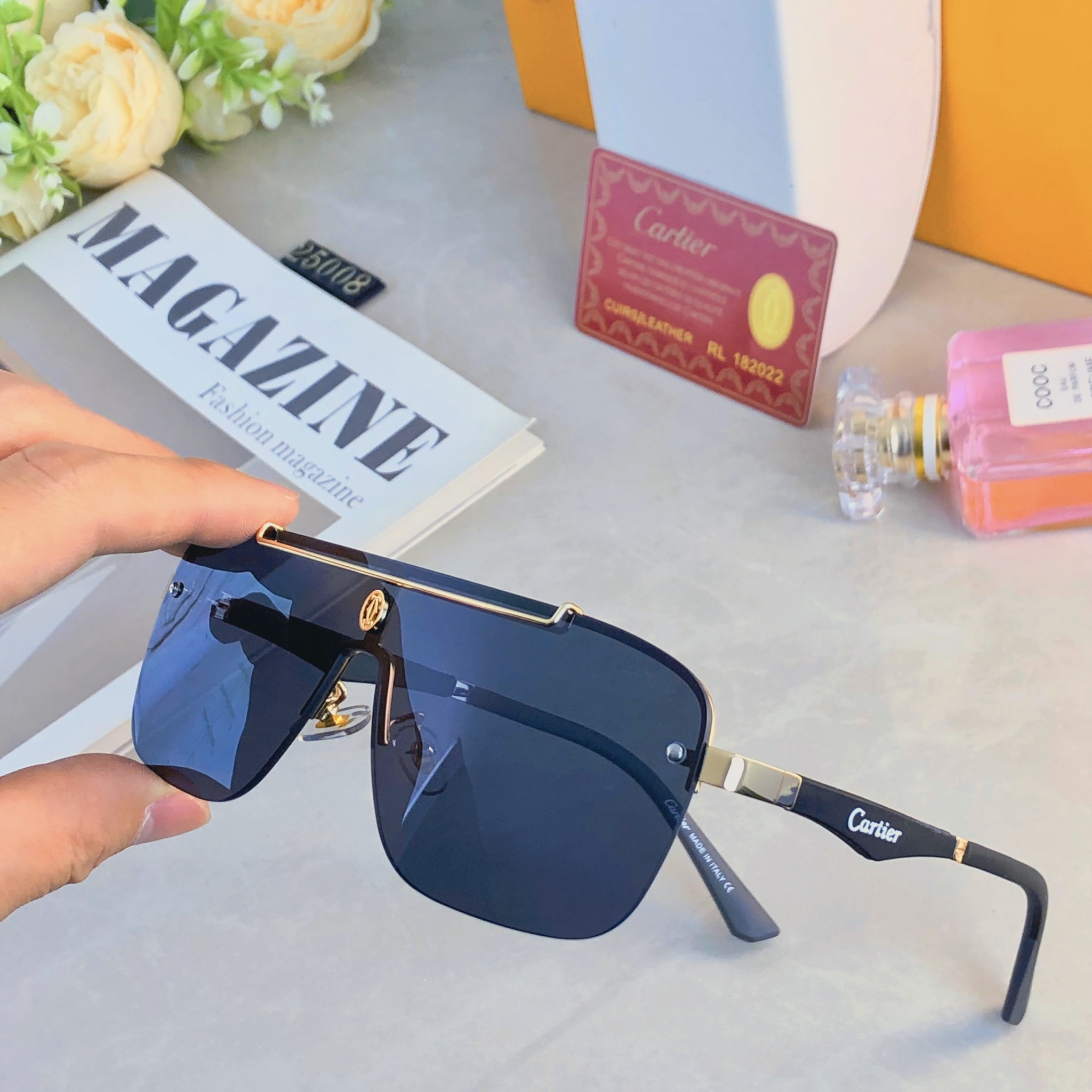 🔥🔥Cartie*新款欧美一体片方框太阳镜 时尚无框墨镜 百搭遮阳
