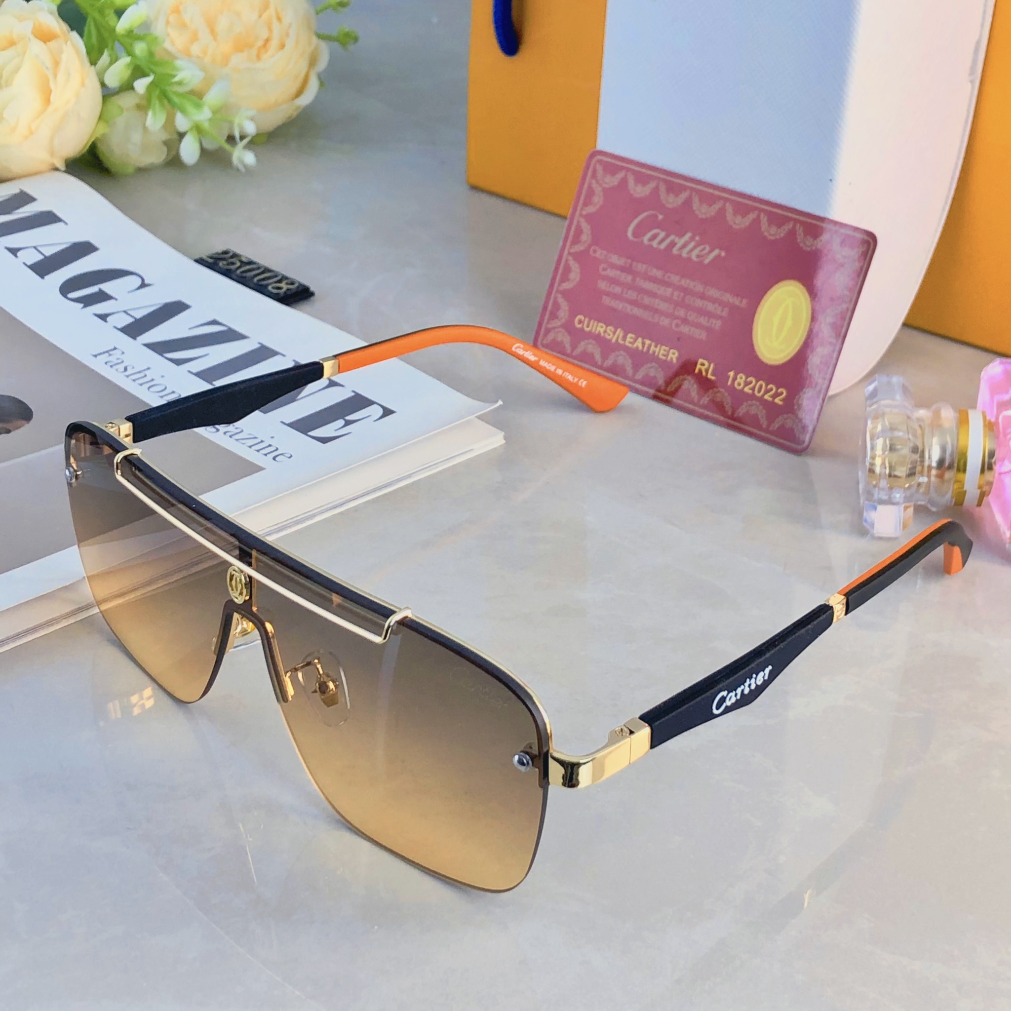 🔥🔥Cartie*新款欧美一体片方框太阳镜 时尚无框墨镜 百搭遮阳