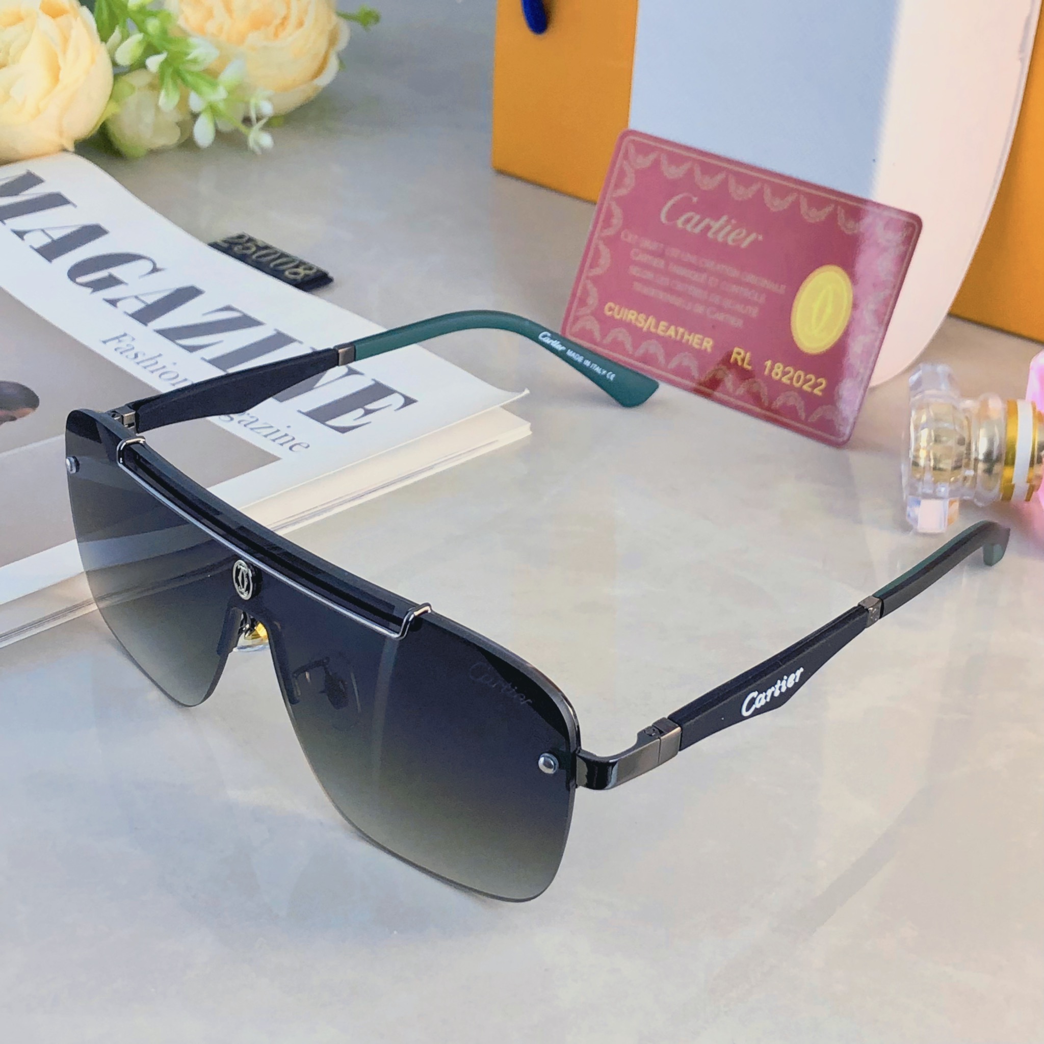 🔥🔥Cartie*新款欧美一体片方框太阳镜 时尚无框墨镜 百搭遮阳