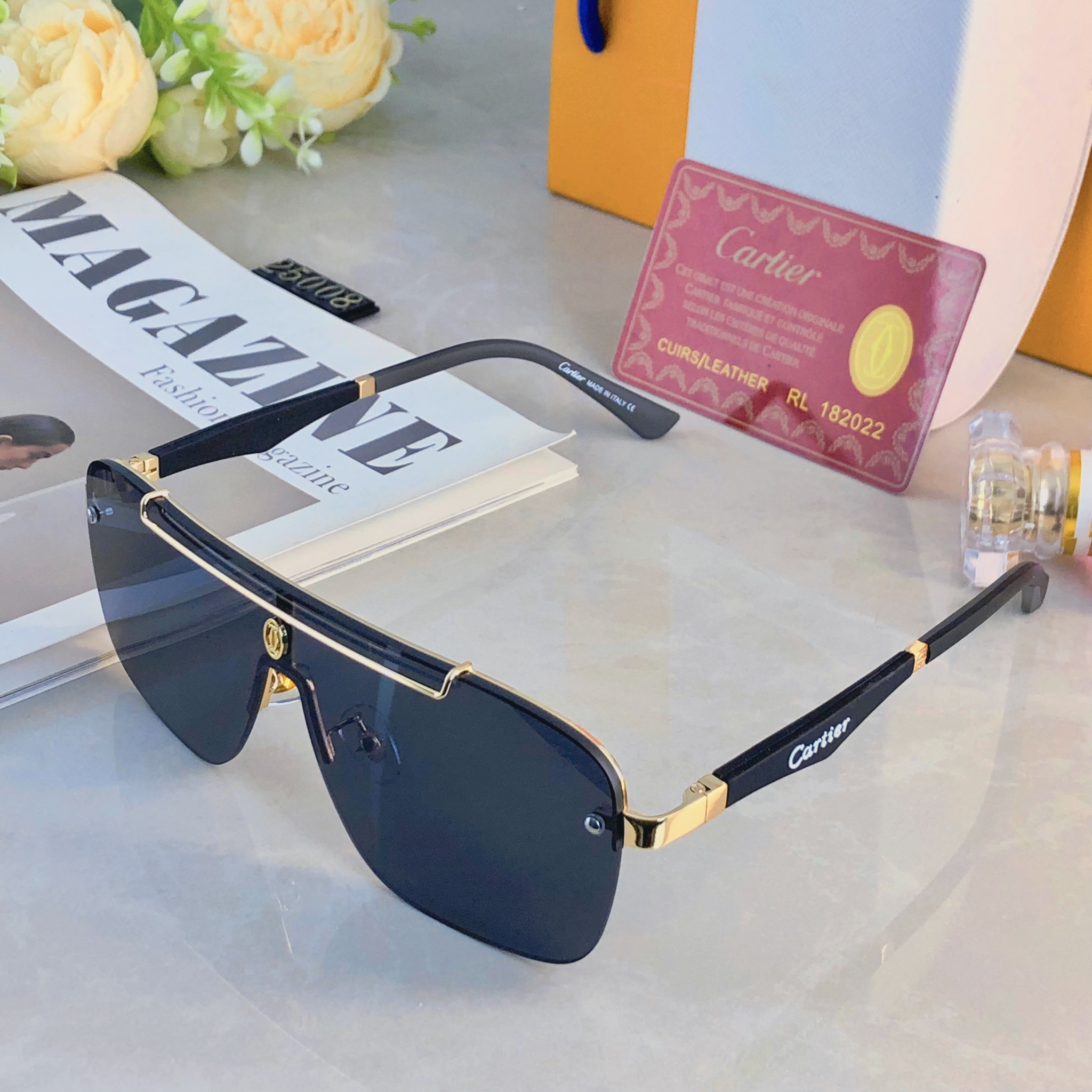 🔥🔥Cartie*新款欧美一体片方框太阳镜 时尚无框墨镜 百搭遮阳