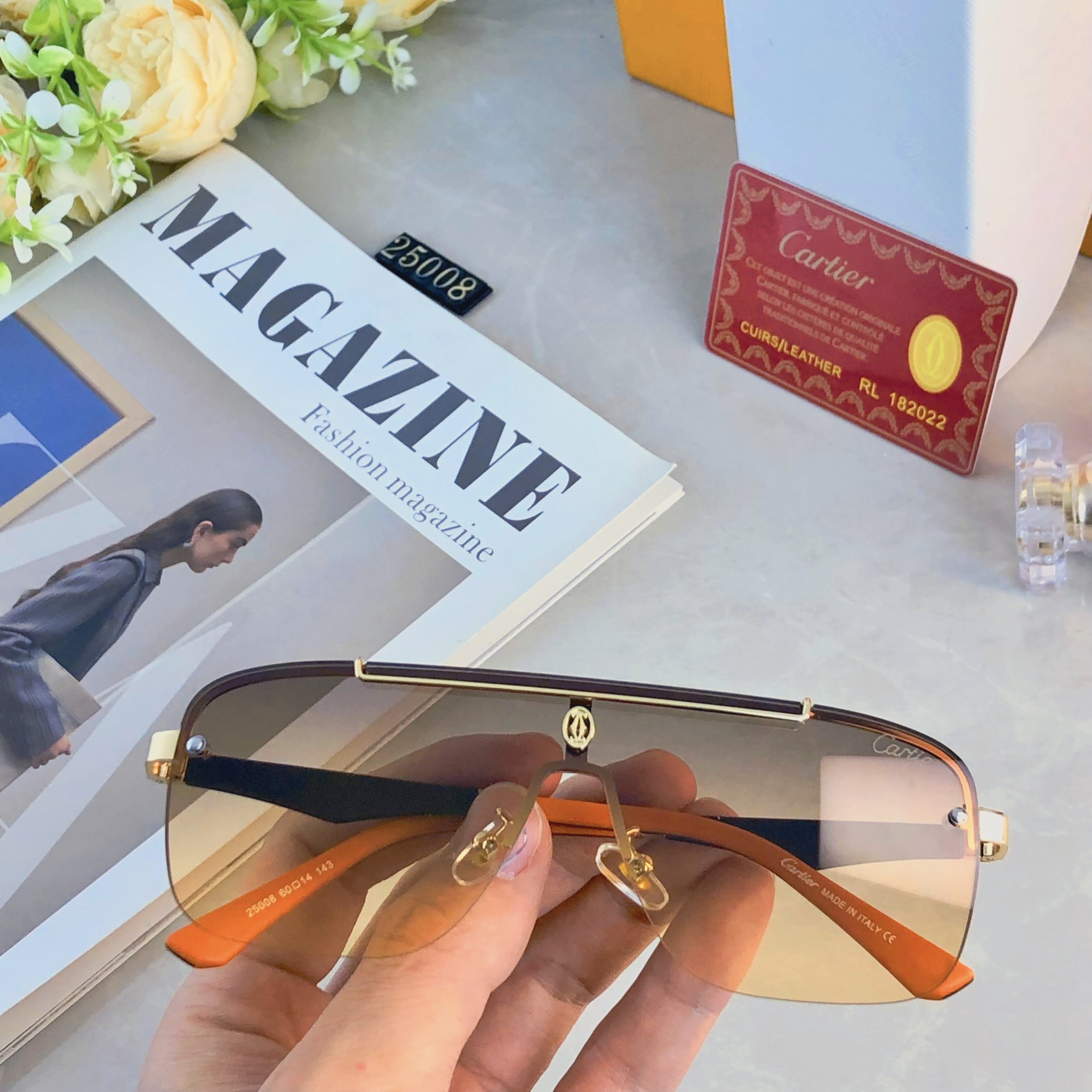 🔥🔥Cartie*新款欧美一体片方框太阳镜 时尚无框墨镜 百搭遮阳