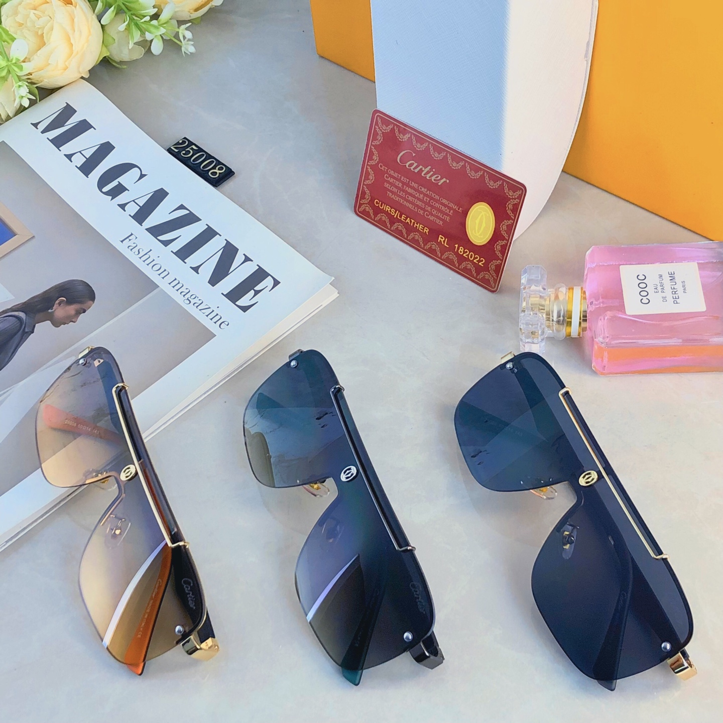 🔥🔥Cartie*新款欧美一体片方框太阳镜 时尚无框墨镜 百搭遮阳