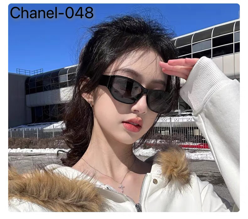 🔥🔥Chane*复古高级感曲面屏设计猫眼黑色框墨镜女款防紫外线方圆脸太阳镜男