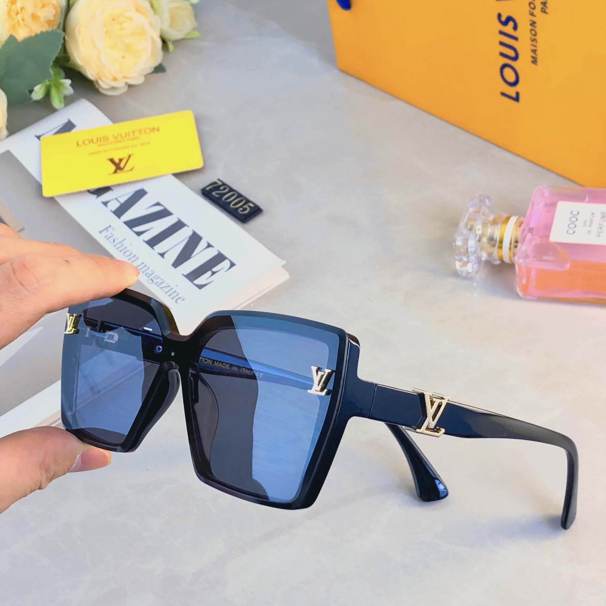 🔥🔥Louis vuitto*韩版夏季防晒大脸显瘦眼镜高级感ins墨镜女潮防紫外线太阳镜