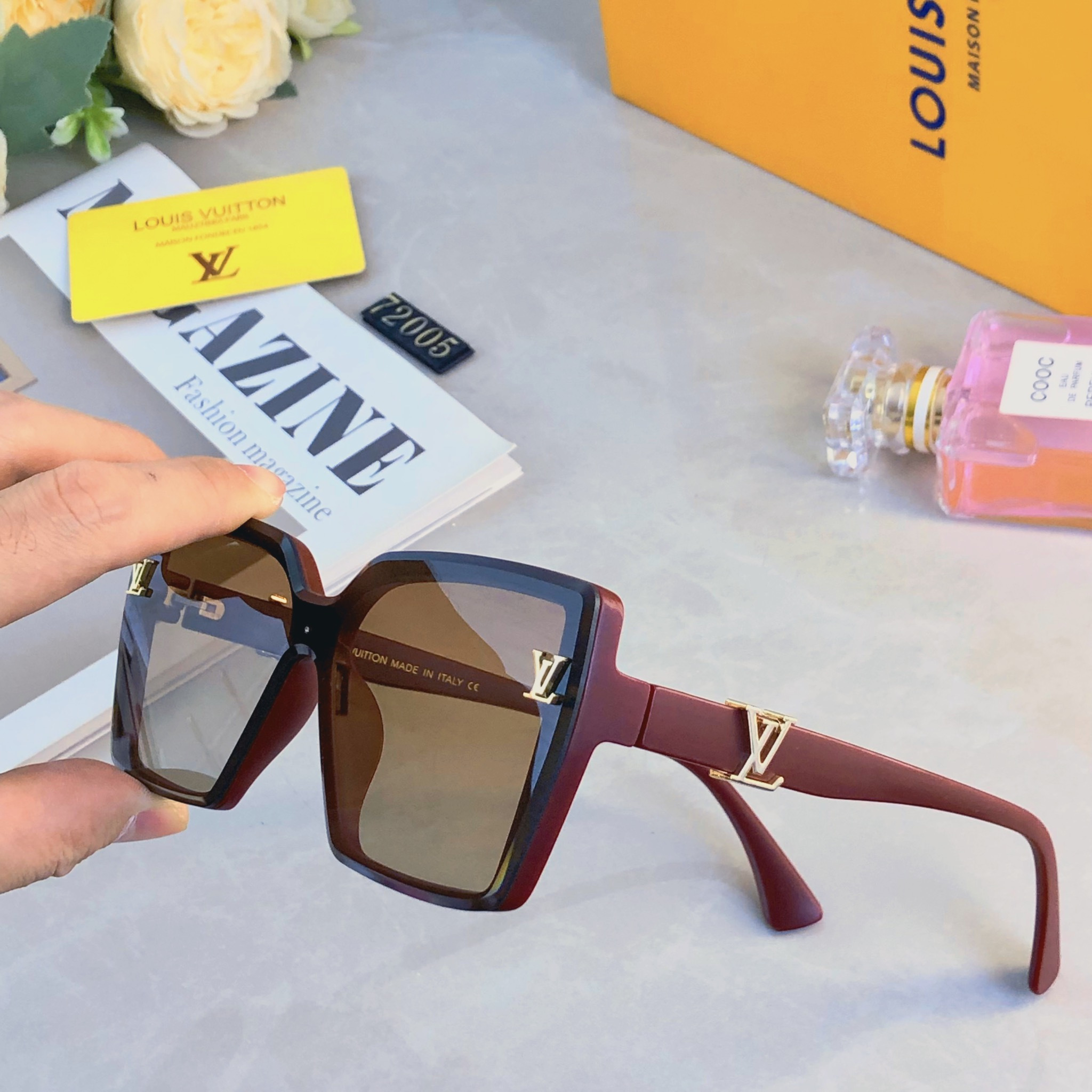 🔥🔥Louis vuitto*韩版夏季防晒大脸显瘦眼镜高级感ins墨镜女潮防紫外线太阳镜