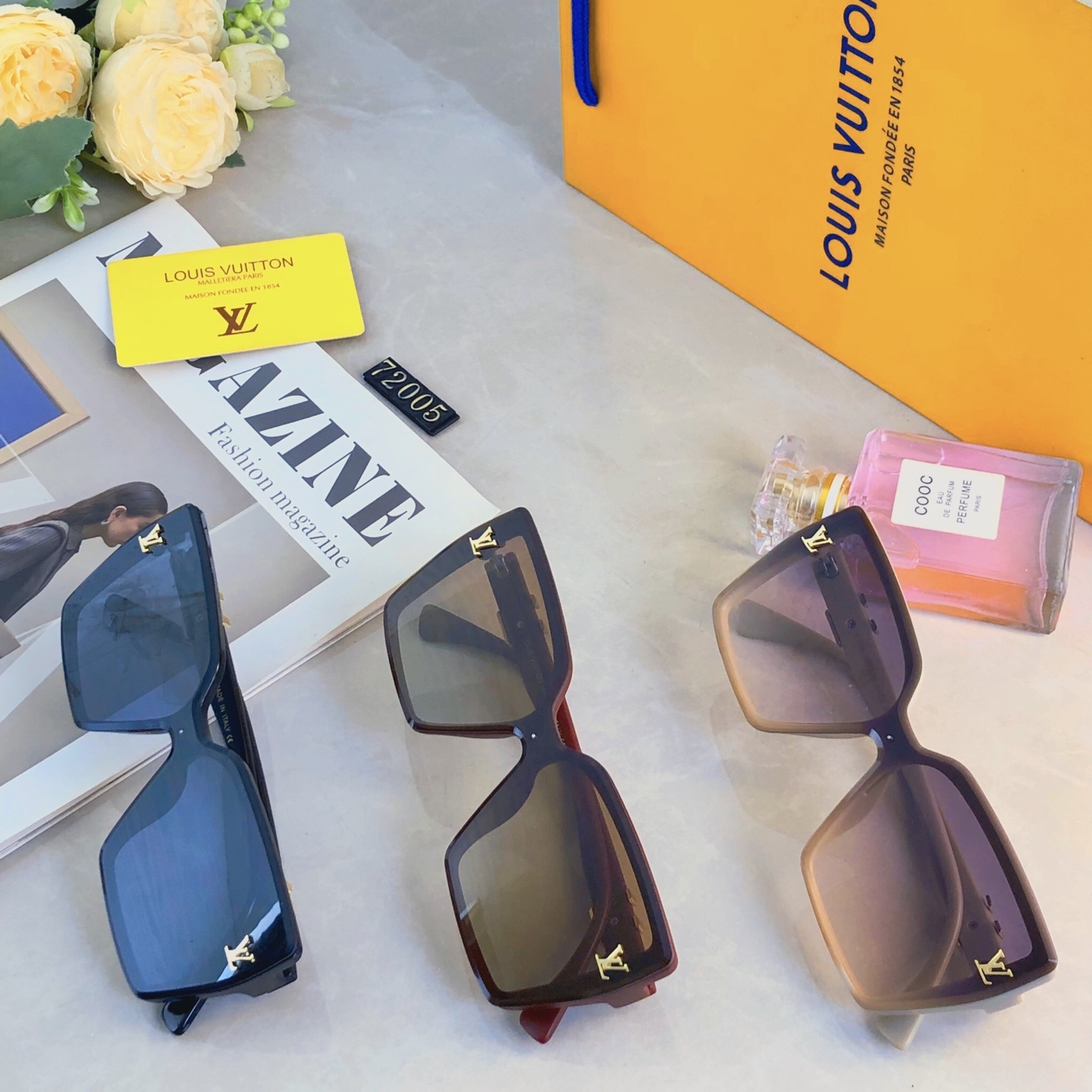 🔥🔥Louis vuitto*韩版夏季防晒大脸显瘦眼镜高级感ins墨镜女潮防紫外线太阳镜