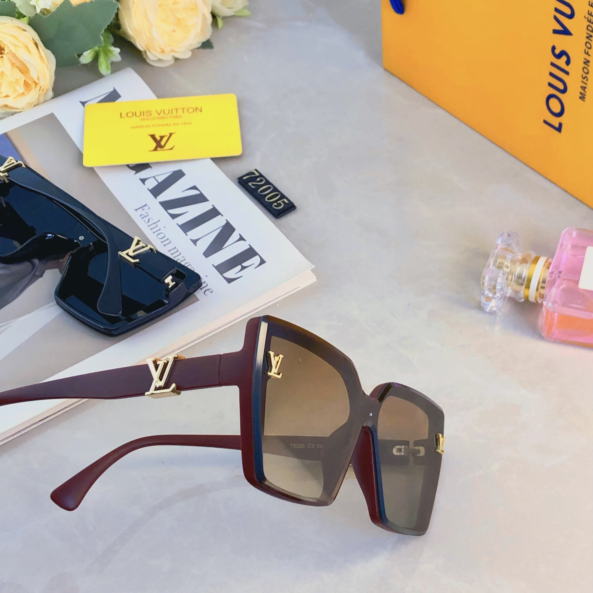 🔥🔥Louis vuitto*韩版夏季防晒大脸显瘦眼镜高级感ins墨镜女潮防紫外线太阳镜