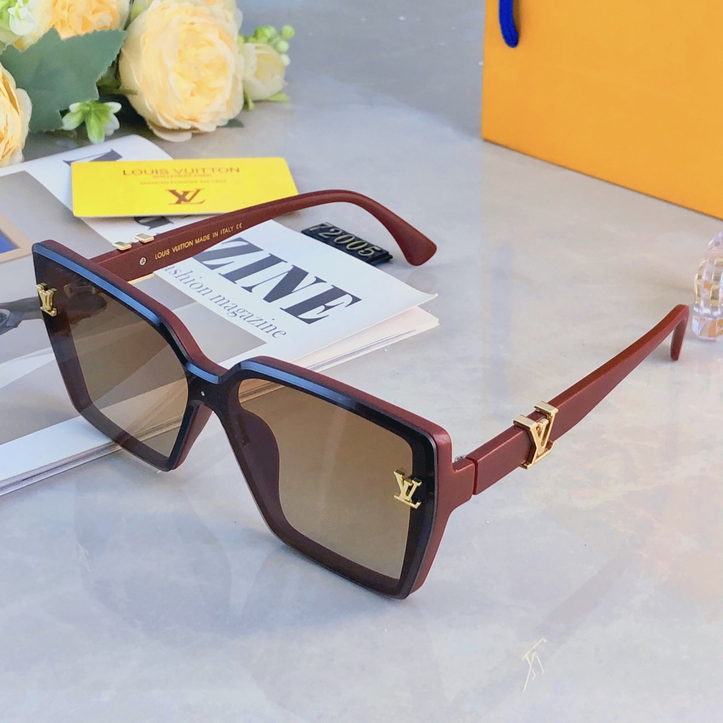 🔥🔥Louis vuitto*韩版夏季防晒大脸显瘦眼镜高级感ins墨镜女潮防紫外线太阳镜