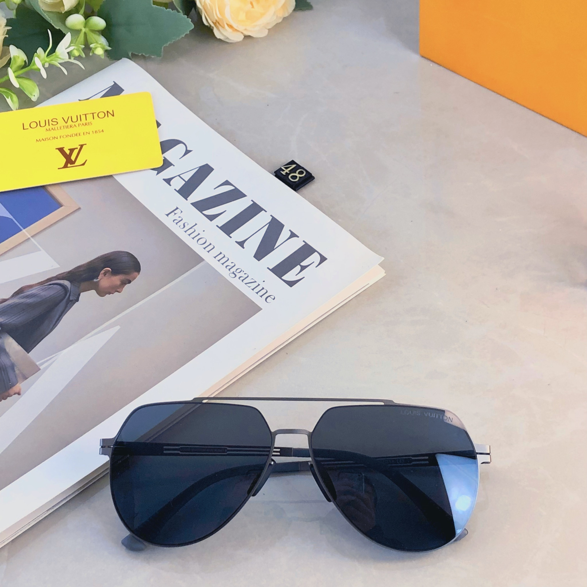 🔥🔥Louis vuitto*经典尼龙偏光不锈钢墨镜 复古飞行员墨镜超弹无螺丝蛤蟆镜男潮
