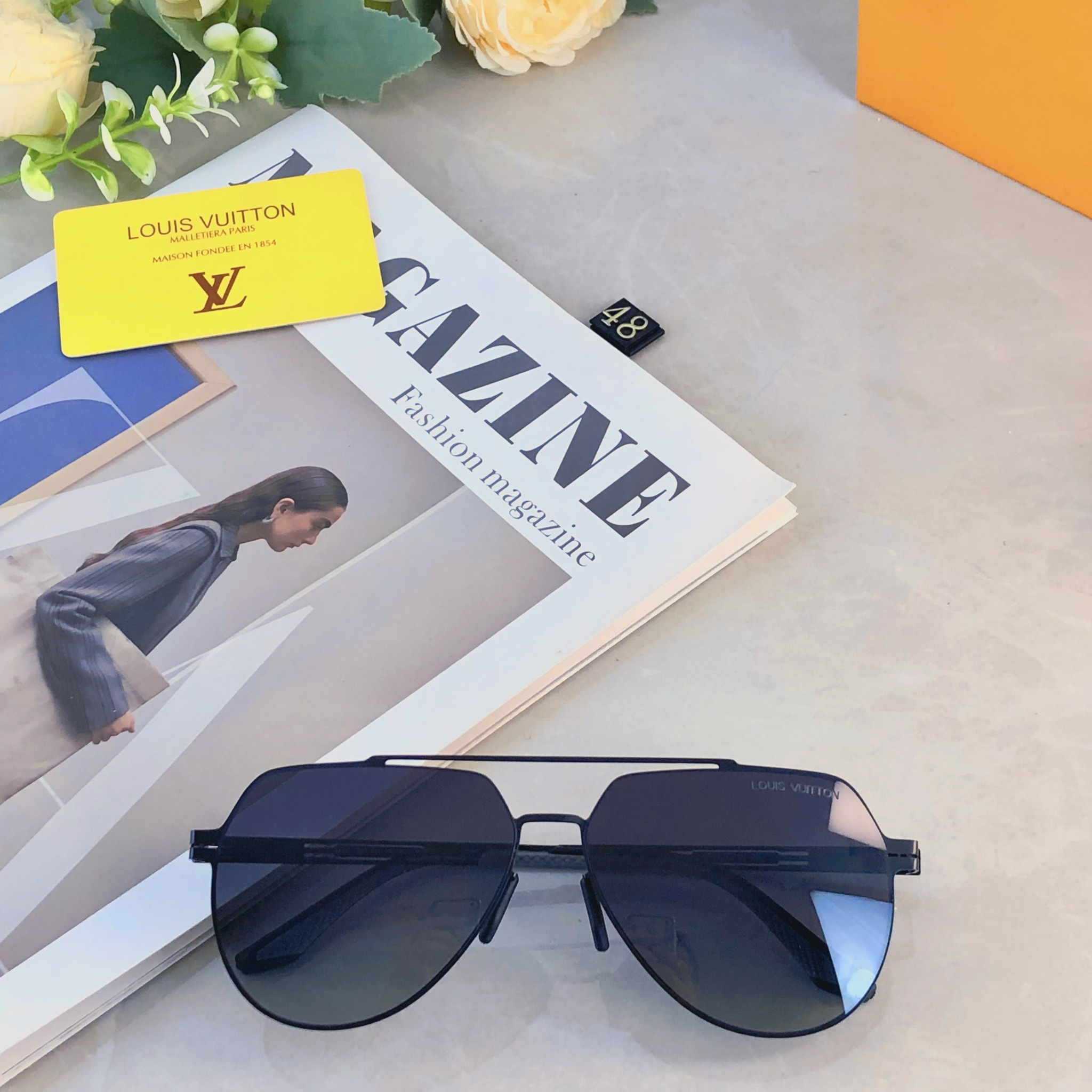 🔥🔥Louis vuitto*经典尼龙偏光不锈钢墨镜 复古飞行员墨镜超弹无螺丝蛤蟆镜男潮
