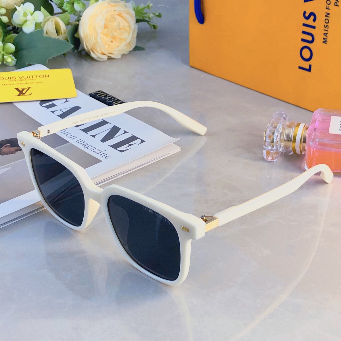 🔥🔥Louis vuitto*韩版方形大框复古黑色男士铆钉太阳镜百搭圆脸开车驾驶网红墨镜女