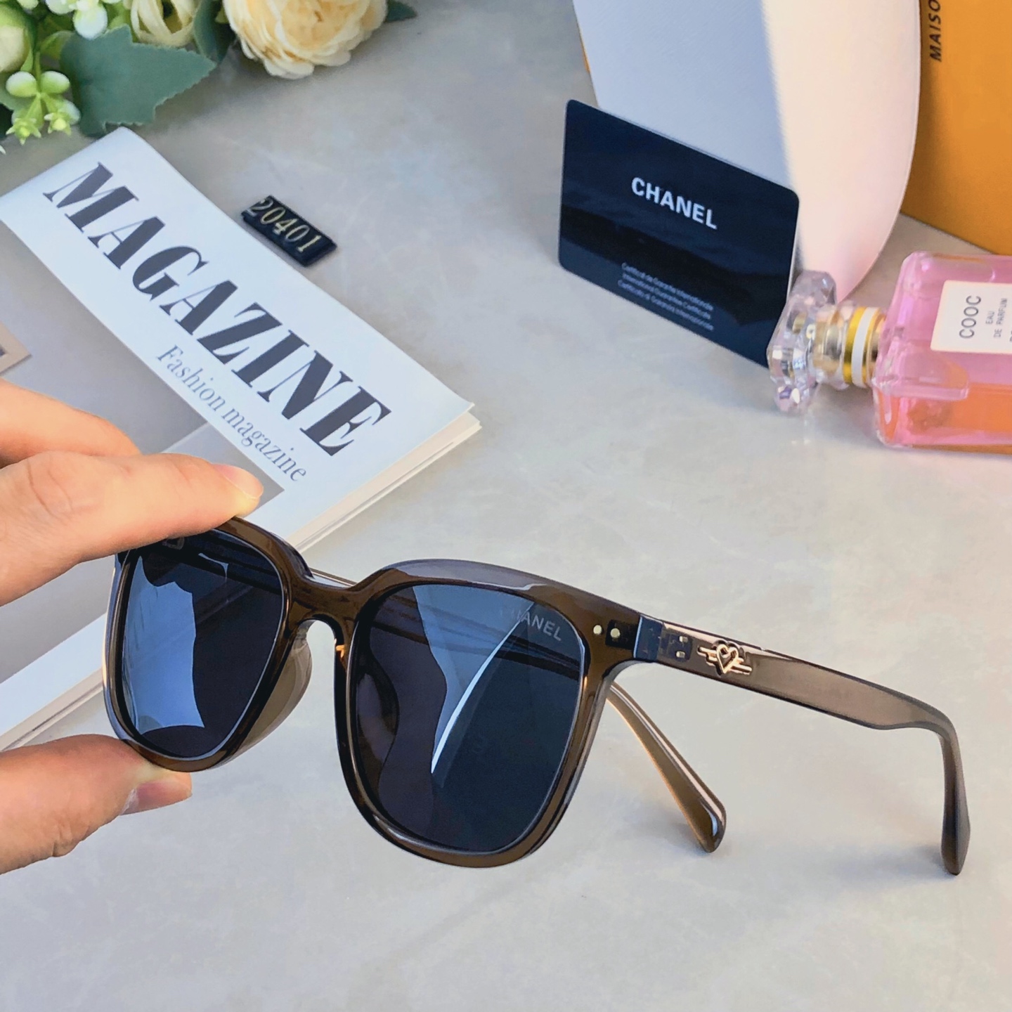 🔥🔥Chane*新款墨镜辣妹大脸显瘦复古方形高级感太阳镜欧美风防紫外线