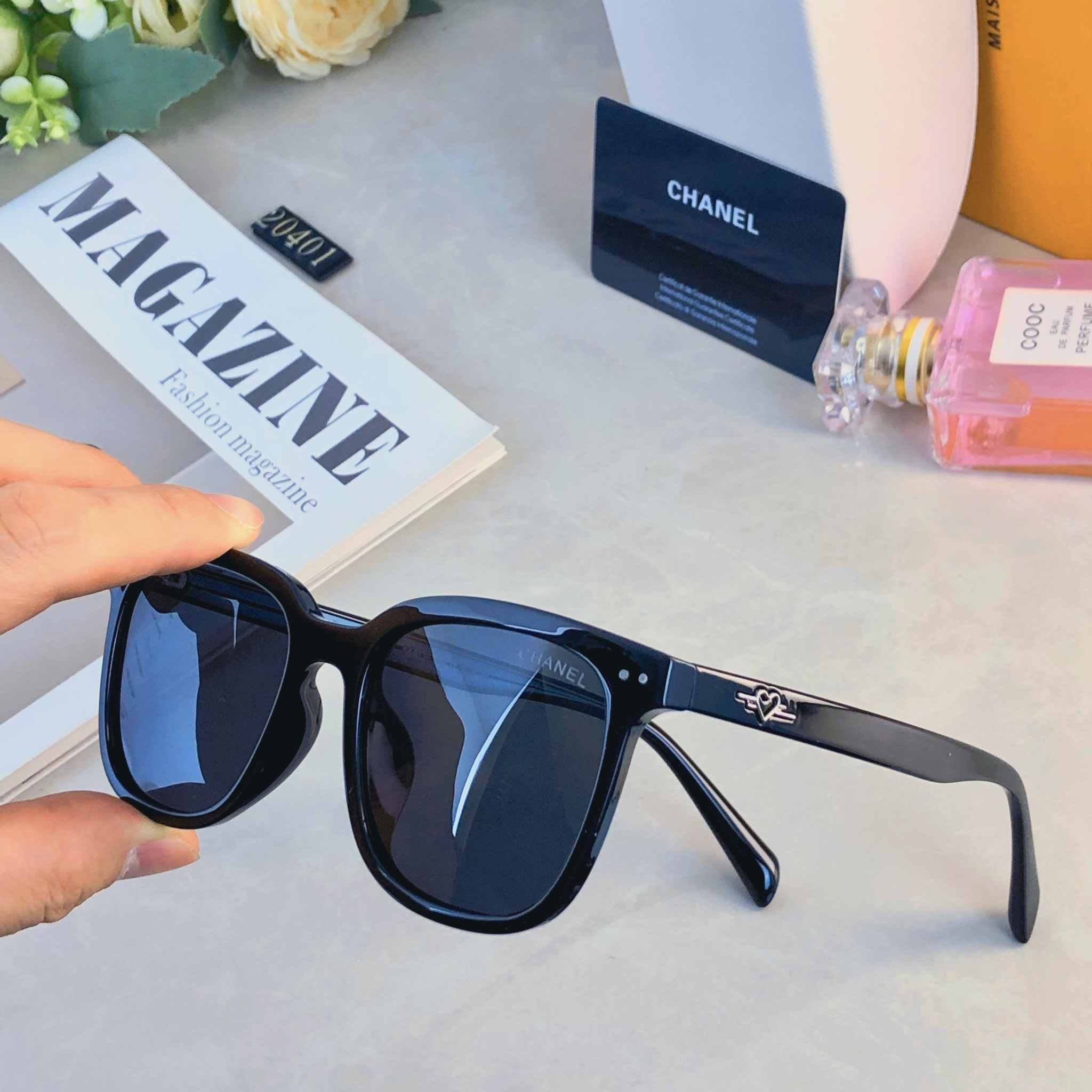 🔥🔥Chane*新款墨镜辣妹大脸显瘦复古方形高级感太阳镜欧美风防紫外线