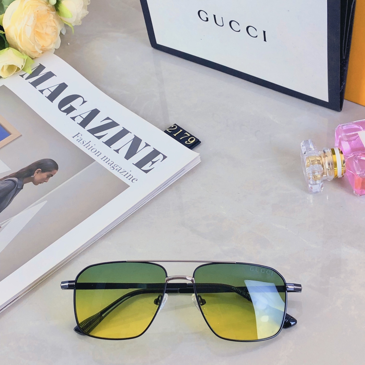 🔥🔥Gucc*时尚双梁大框飞行员男士开车遮阳防紫外线偏光太阳镜钓鱼眼镜