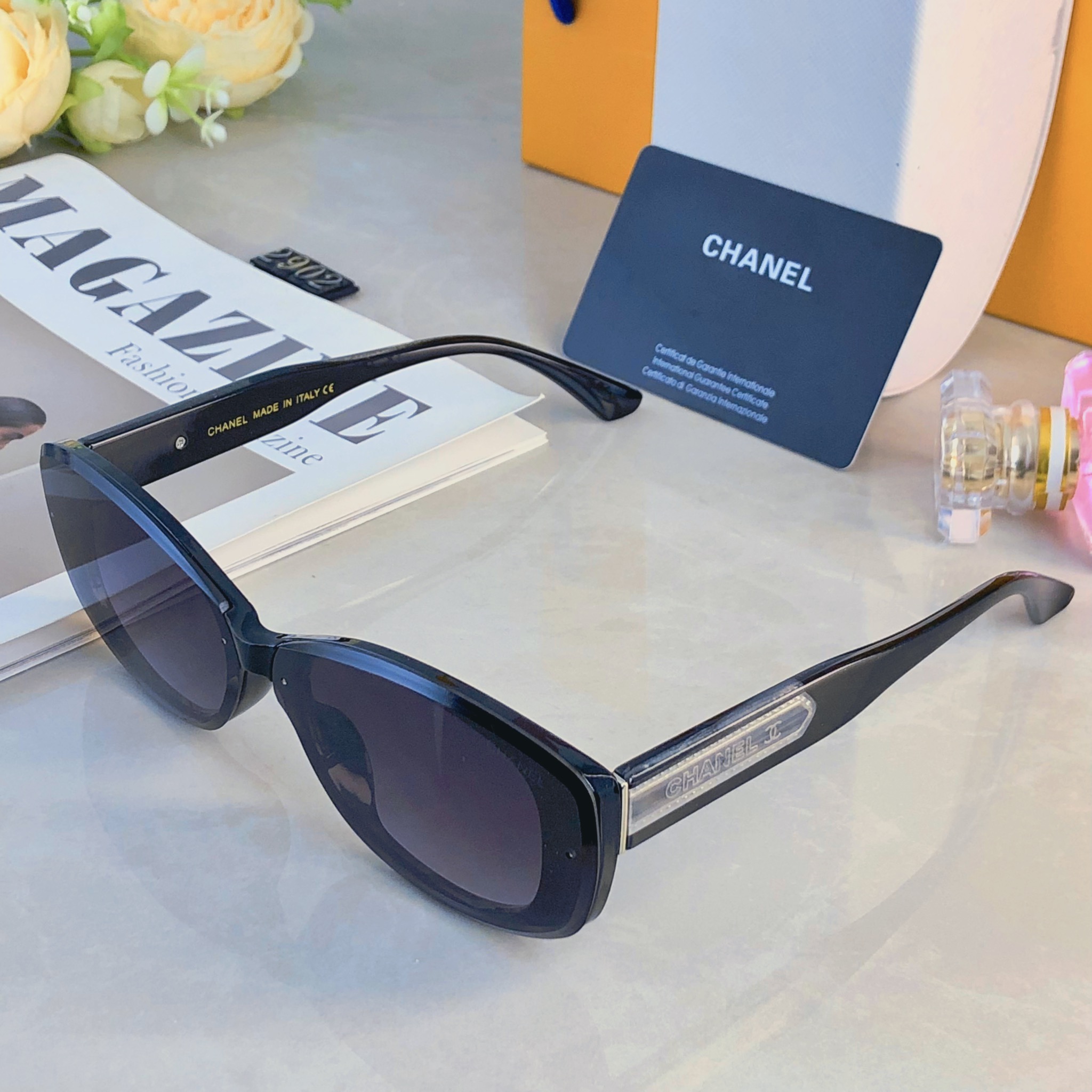 🔥🔥Chane*小香墨镜女时尚潮流防紫外线复古辣妹旅行防晒开车高颜值太阳镜