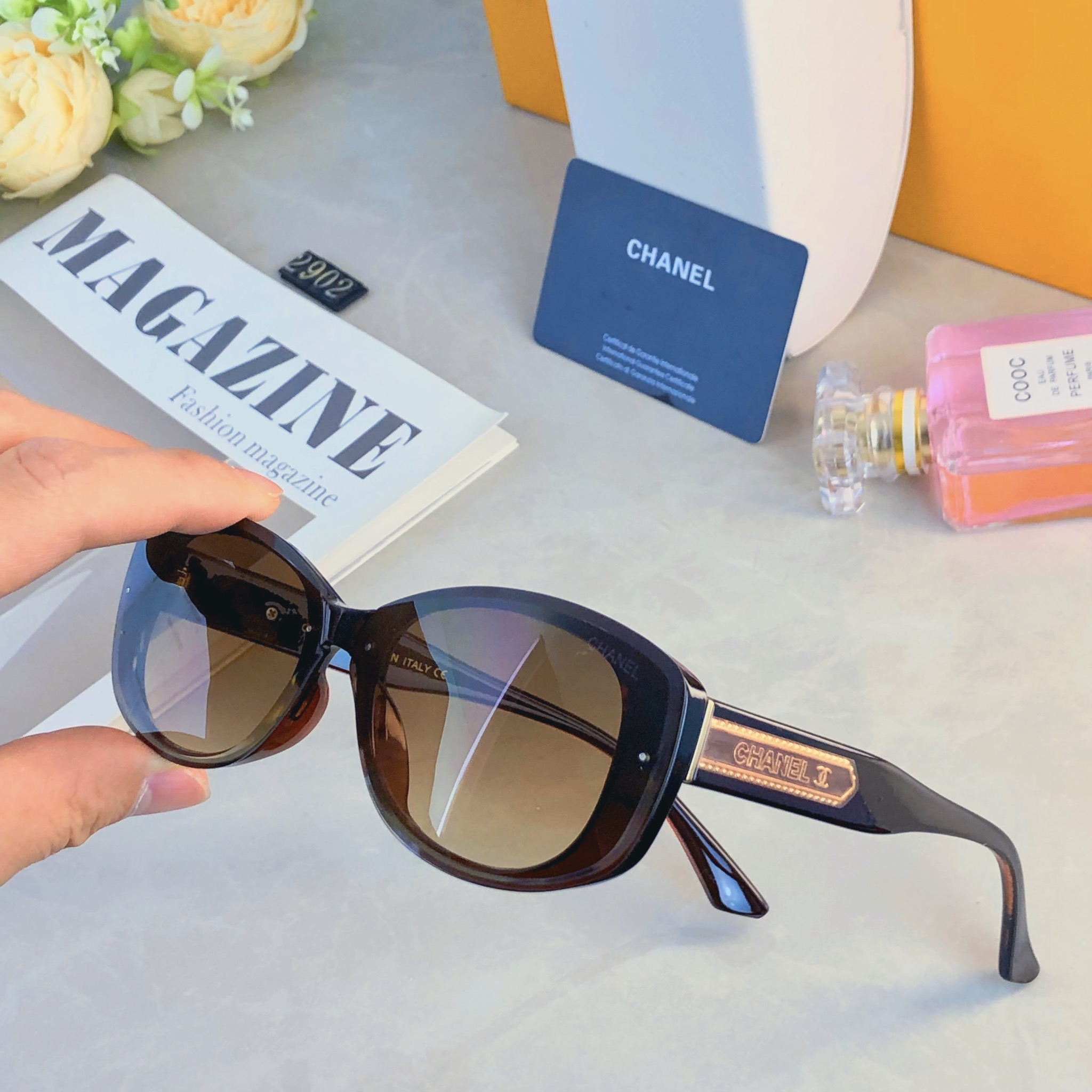 🔥🔥Chane*小香墨镜女时尚潮流防紫外线复古辣妹旅行防晒开车高颜值太阳镜