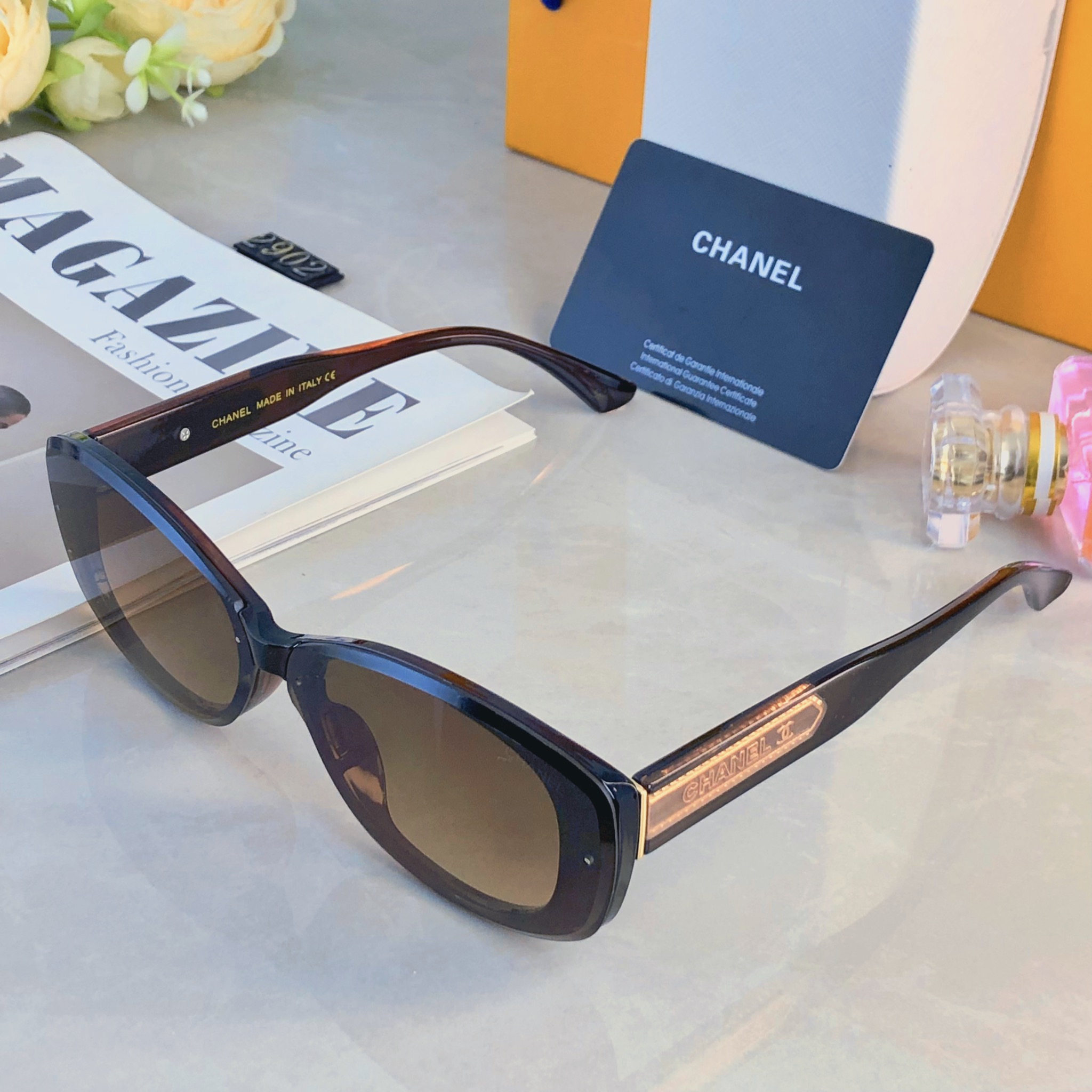 🔥🔥Chane*小香墨镜女时尚潮流防紫外线复古辣妹旅行防晒开车高颜值太阳镜