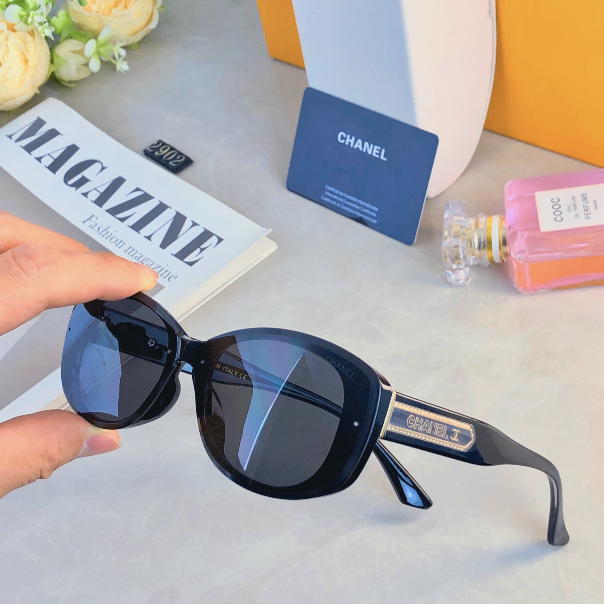 🔥🔥Chane*小香墨镜女时尚潮流防紫外线复古辣妹旅行防晒开车高颜值太阳镜