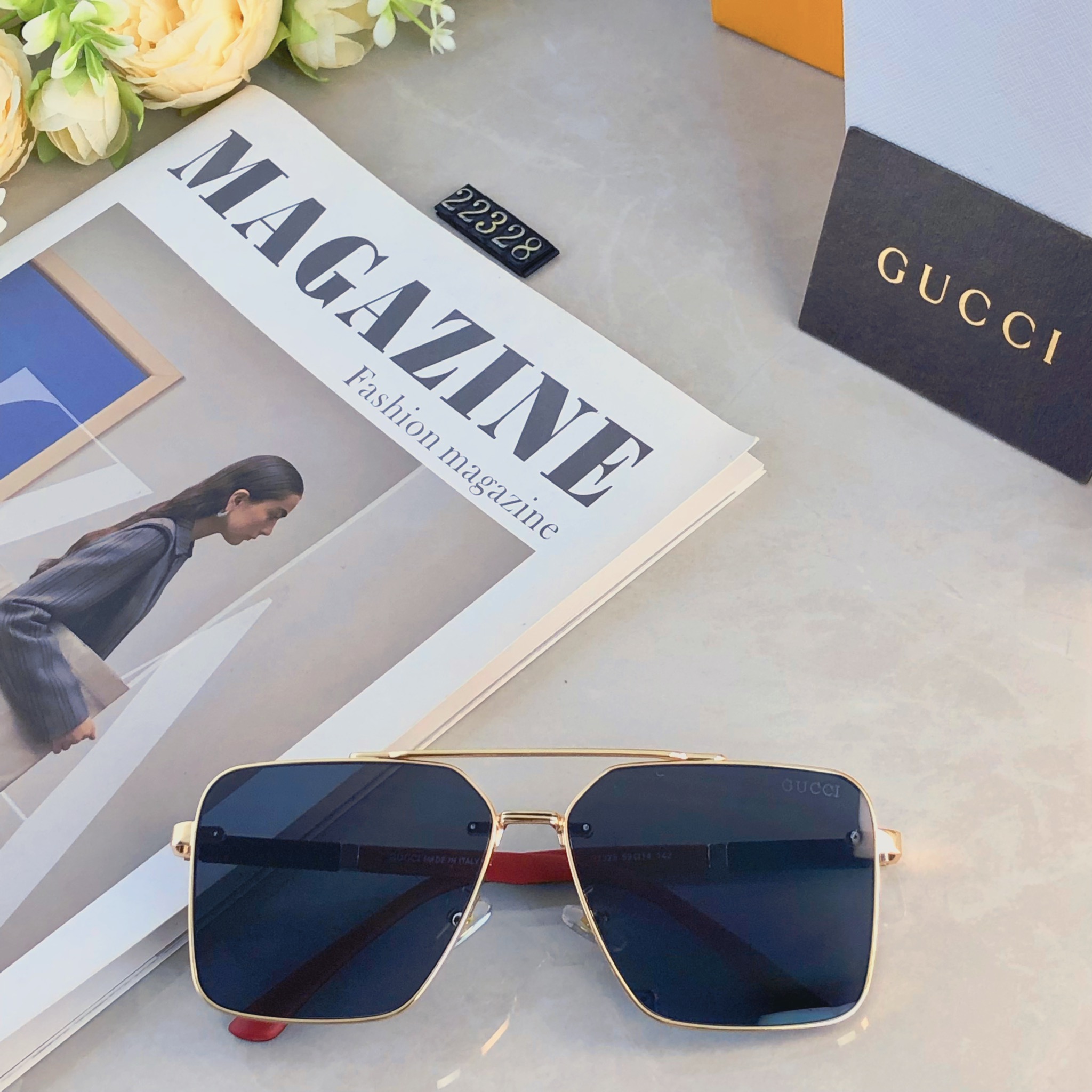 🔥🔥Gucc*新款男女太阳镜无框时尚潮流休闲墨镜 驾驶出游休闲太阳眼镜