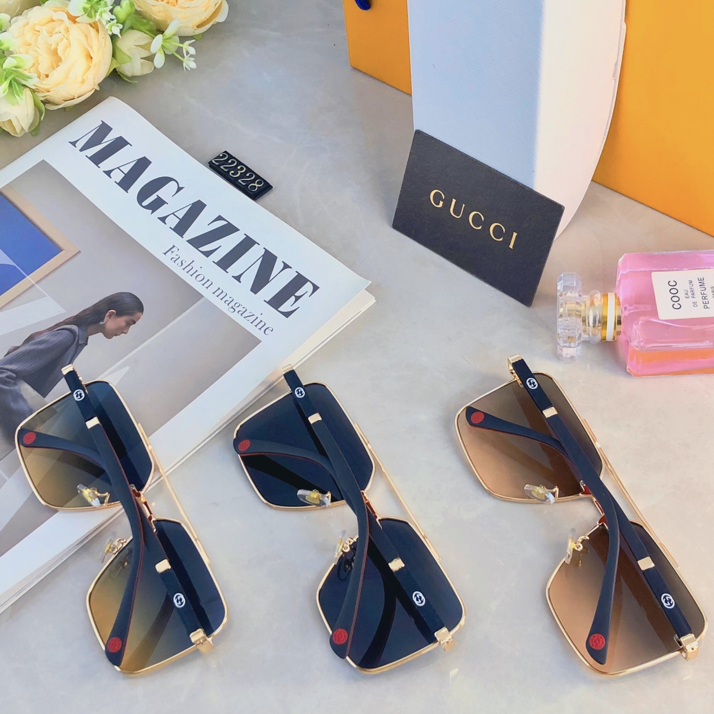 🔥🔥Gucc*新款男女太阳镜无框时尚潮流休闲墨镜 驾驶出游休闲太阳眼镜