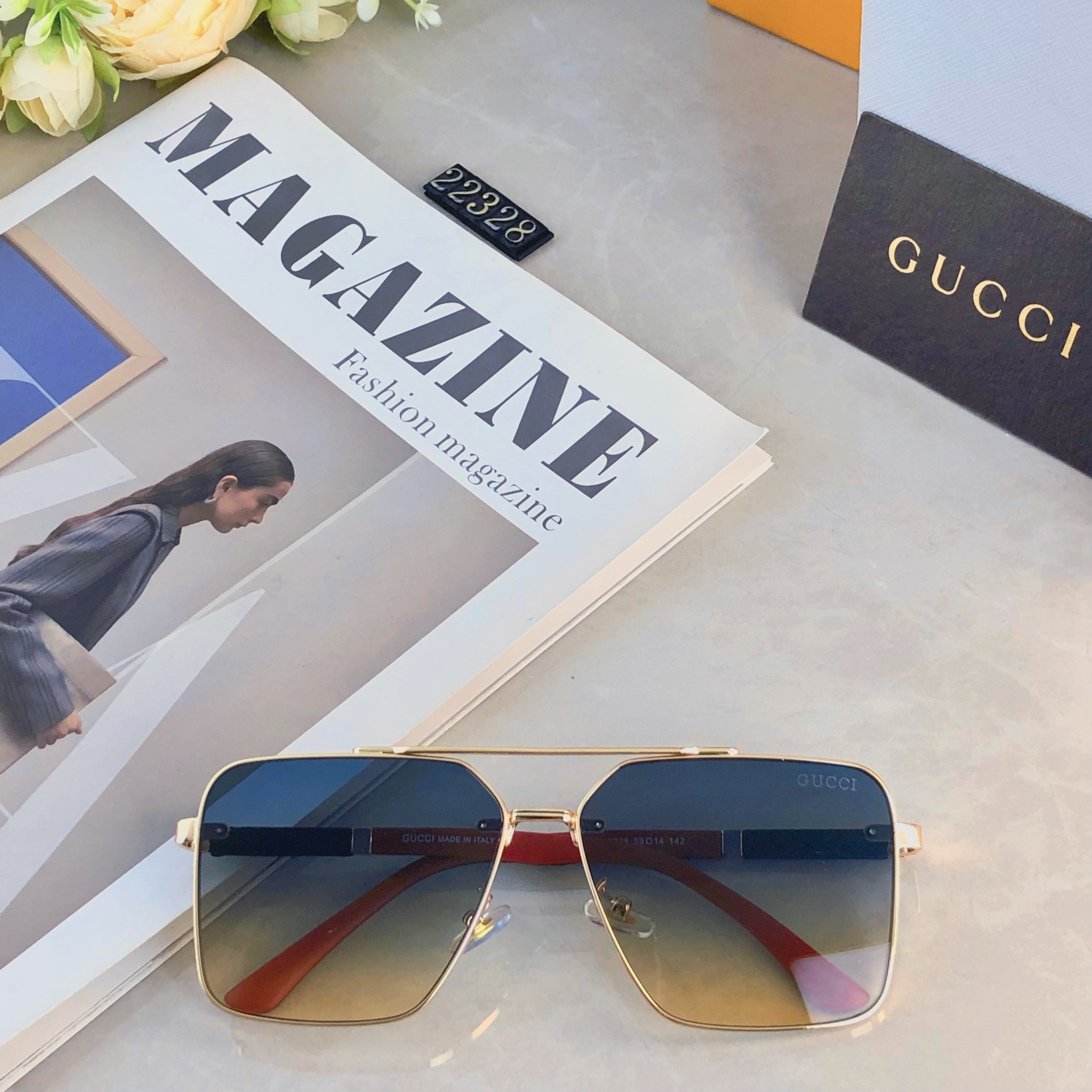 🔥🔥Gucc*新款男女太阳镜无框时尚潮流休闲墨镜 驾驶出游休闲太阳眼镜