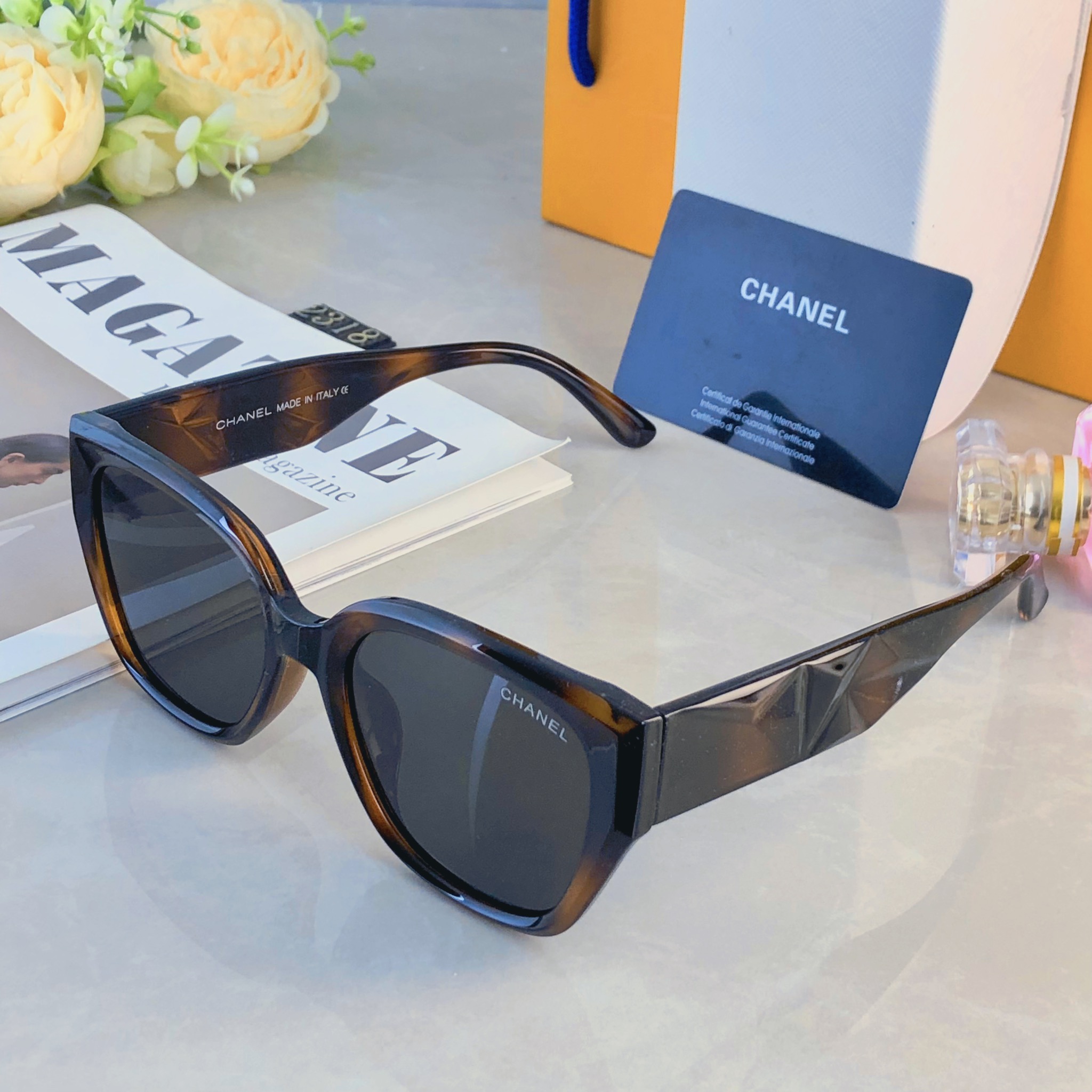 🔥🔥Chane*方框太阳眼镜男女时尚防紫外线偏光墨镜高级感百搭修脸眼镜