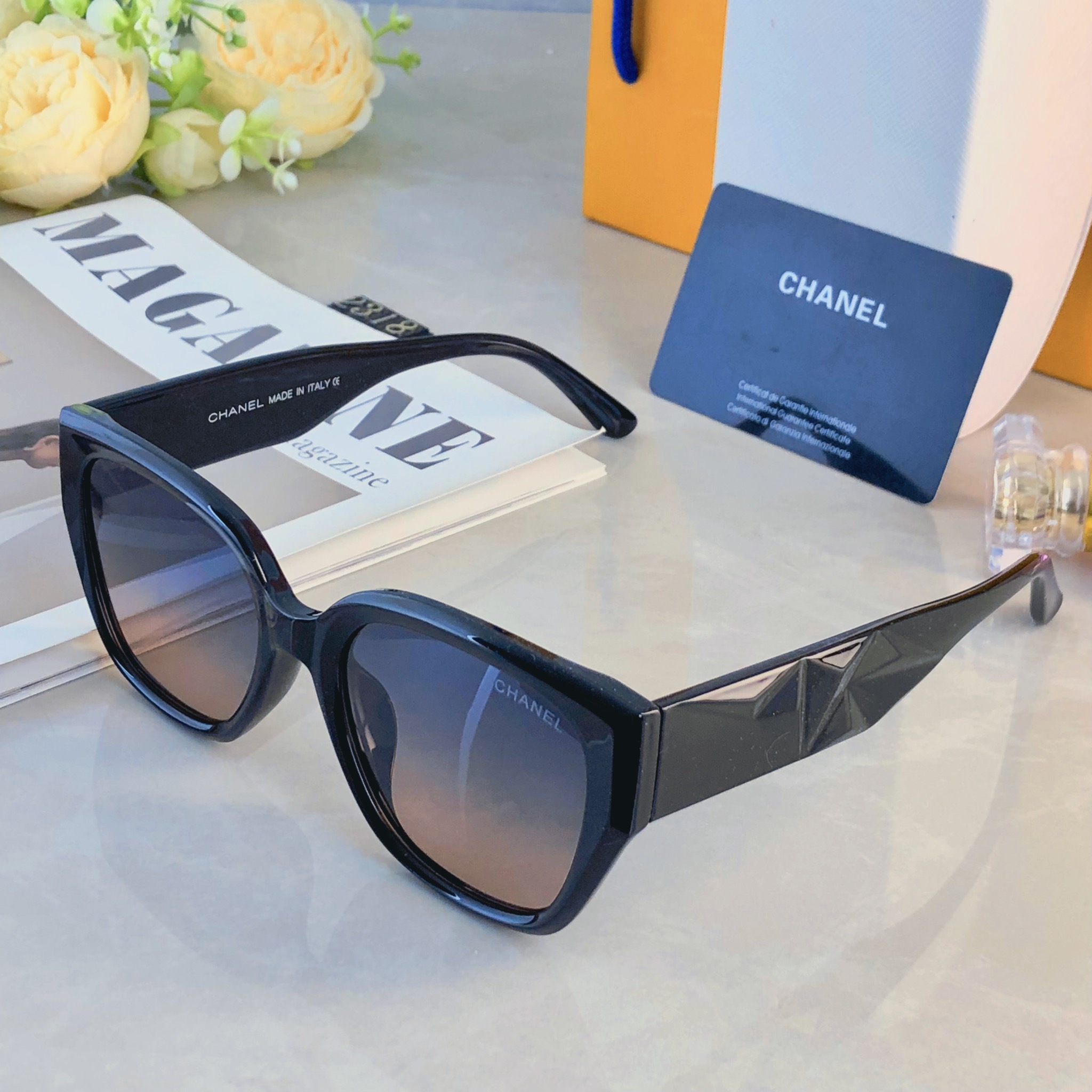 🔥🔥Chane*方框太阳眼镜男女时尚防紫外线偏光墨镜高级感百搭修脸眼镜