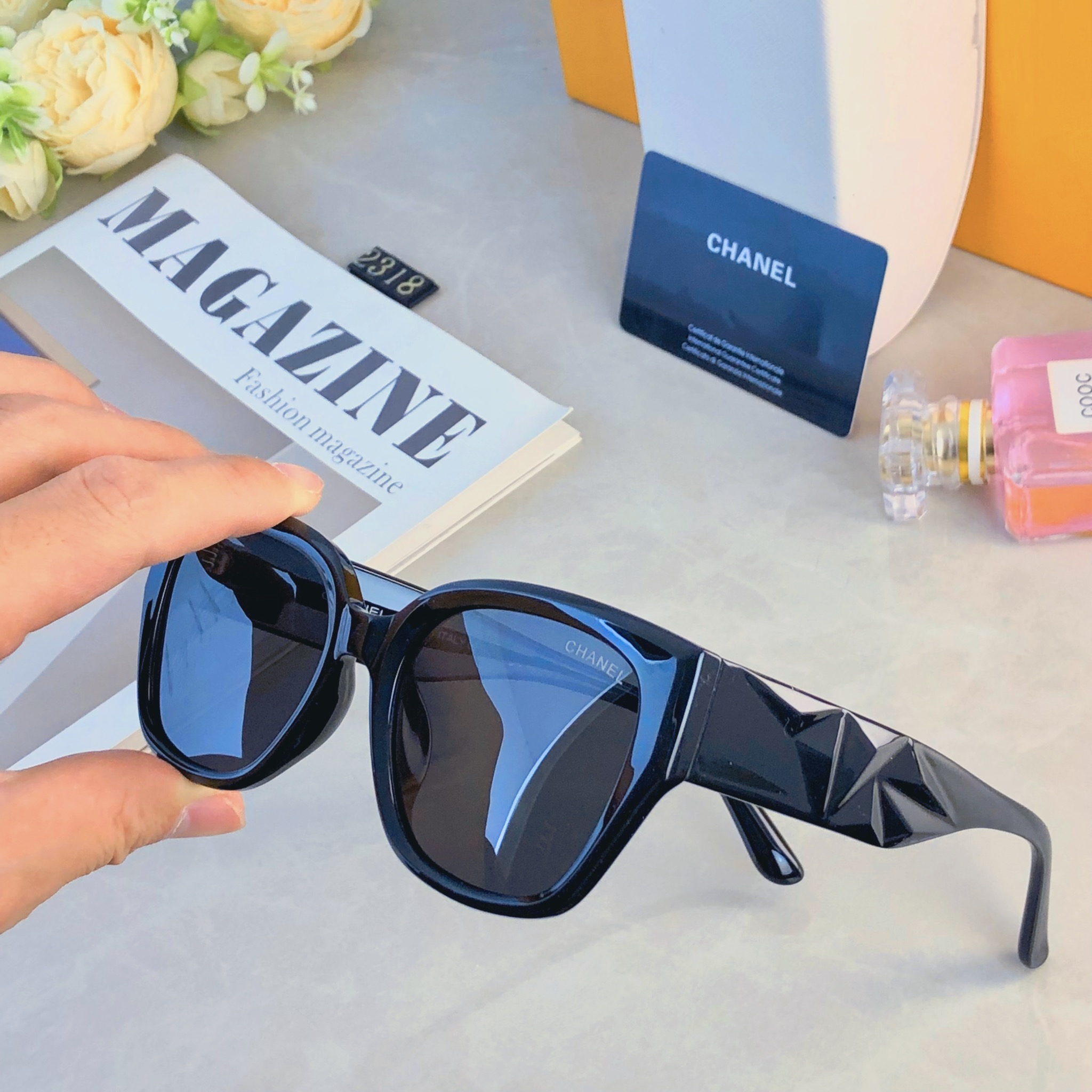 🔥🔥Chane*方框太阳眼镜男女时尚防紫外线偏光墨镜高级感百搭修脸眼镜