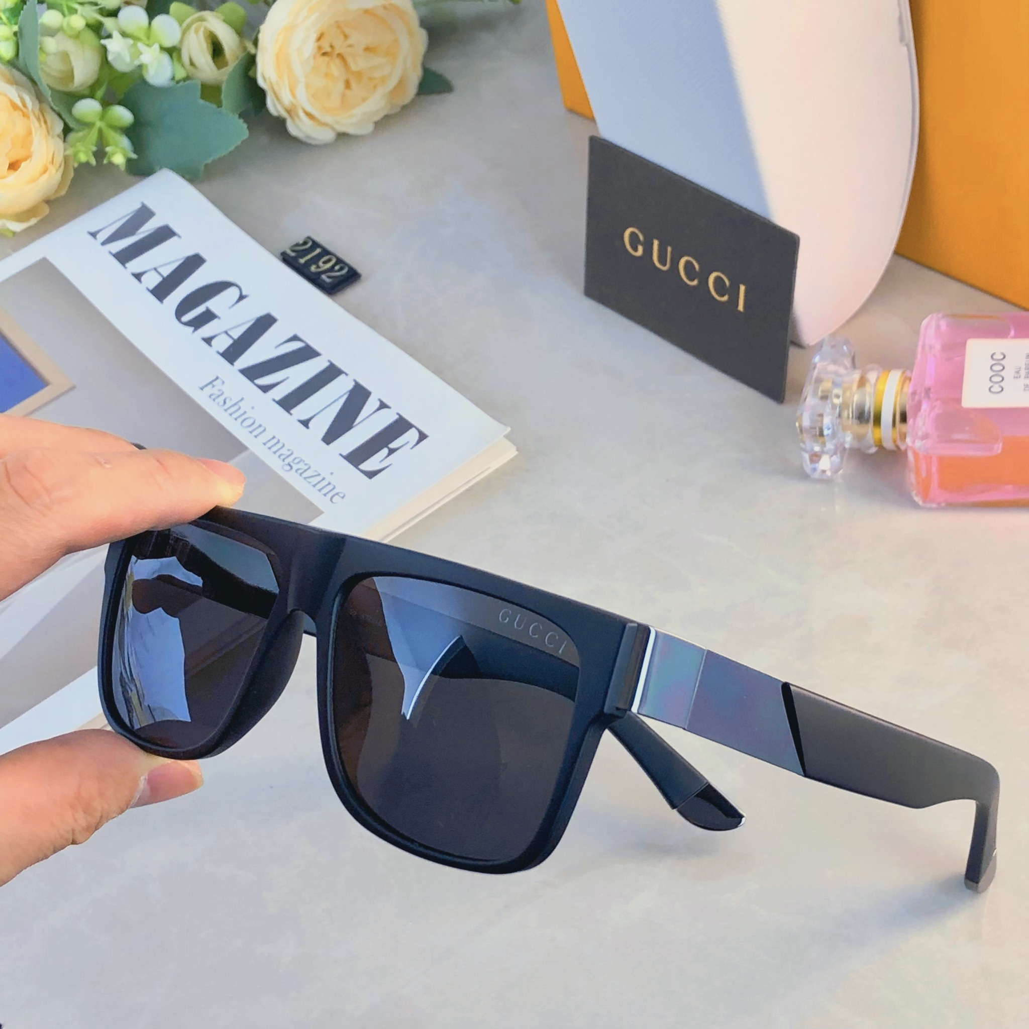 🔥🔥Gucc*新款男生大框太阳镜复古百搭方框墨镜男偏光潮流眼镜