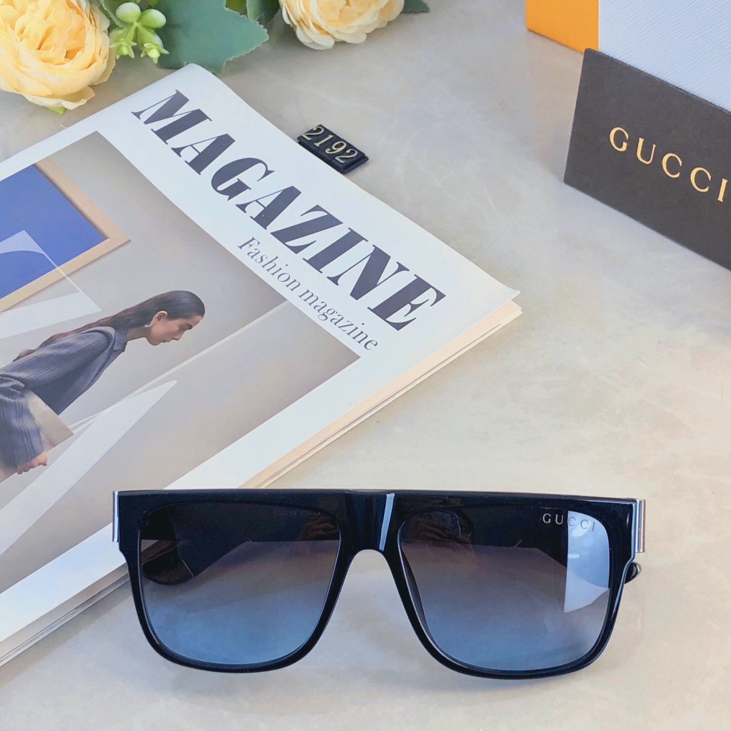 🔥🔥Gucc*新款男生大框太阳镜复古百搭方框墨镜男偏光潮流眼镜