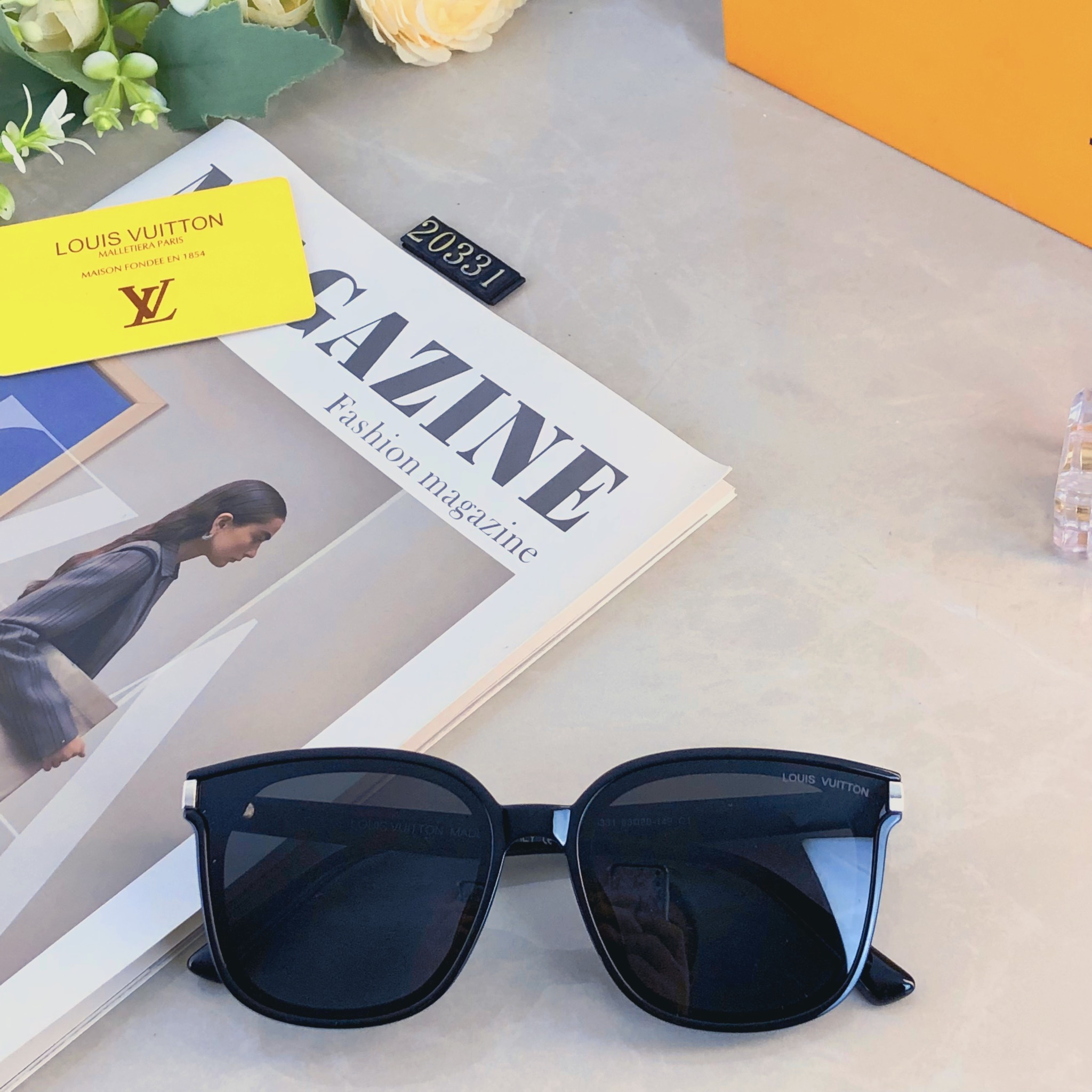 🔥🔥Louis vuitto*旅游度假复古经典百搭黑色方形圆脸显瘦太阳镜男网红时髦潮墨镜女
