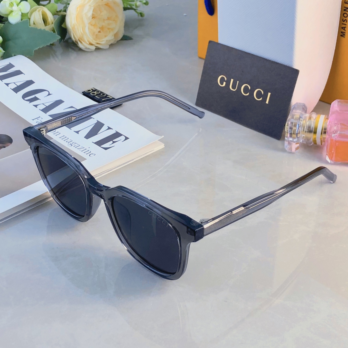 🔥🔥Gucc*简约韩版玳瑁透明灰框墨镜偏光高级感开车海边遮阳防晒街拍质感太阳镜