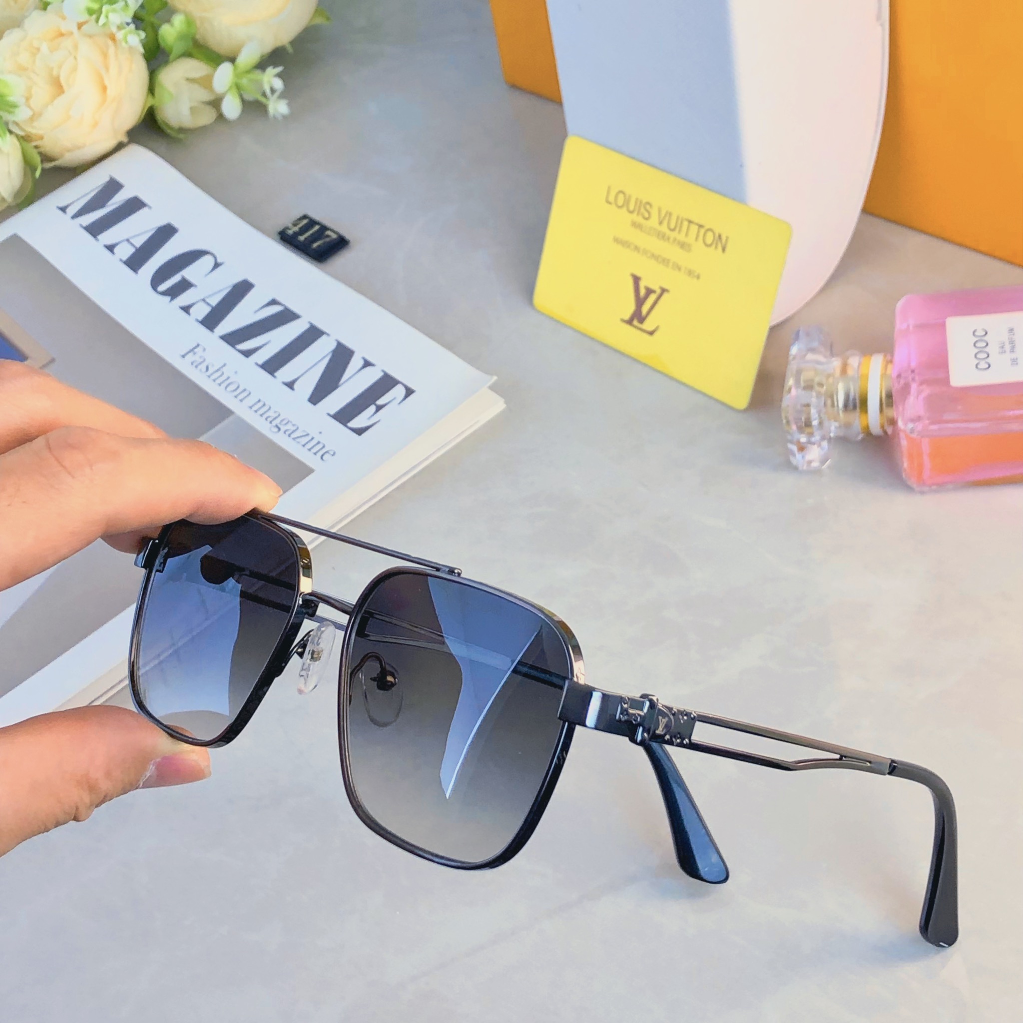 🔥🔥Louis vuitto*新款双梁金属高级感男士太阳镜时尚潮流开车驾驶防紫外线