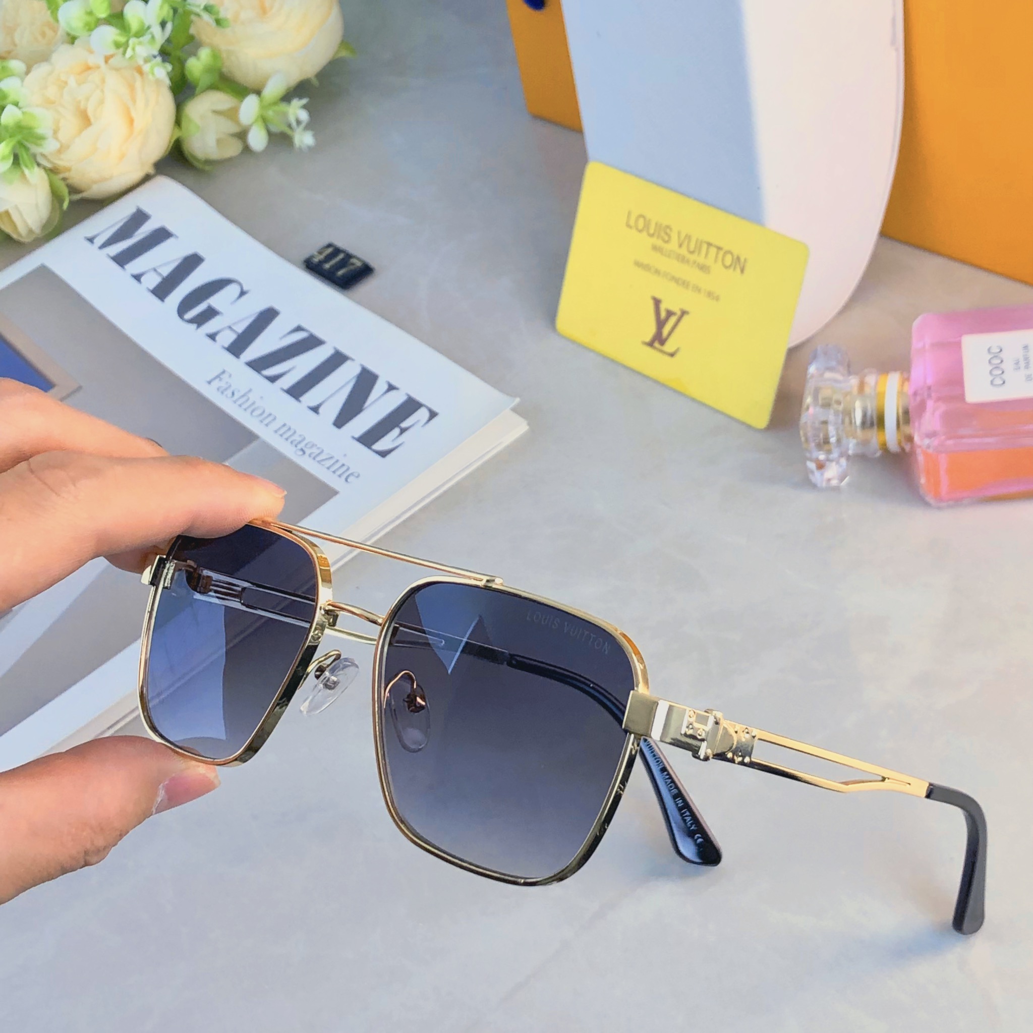 🔥🔥Louis vuitto*新款双梁金属高级感男士太阳镜时尚潮流开车驾驶防紫外线