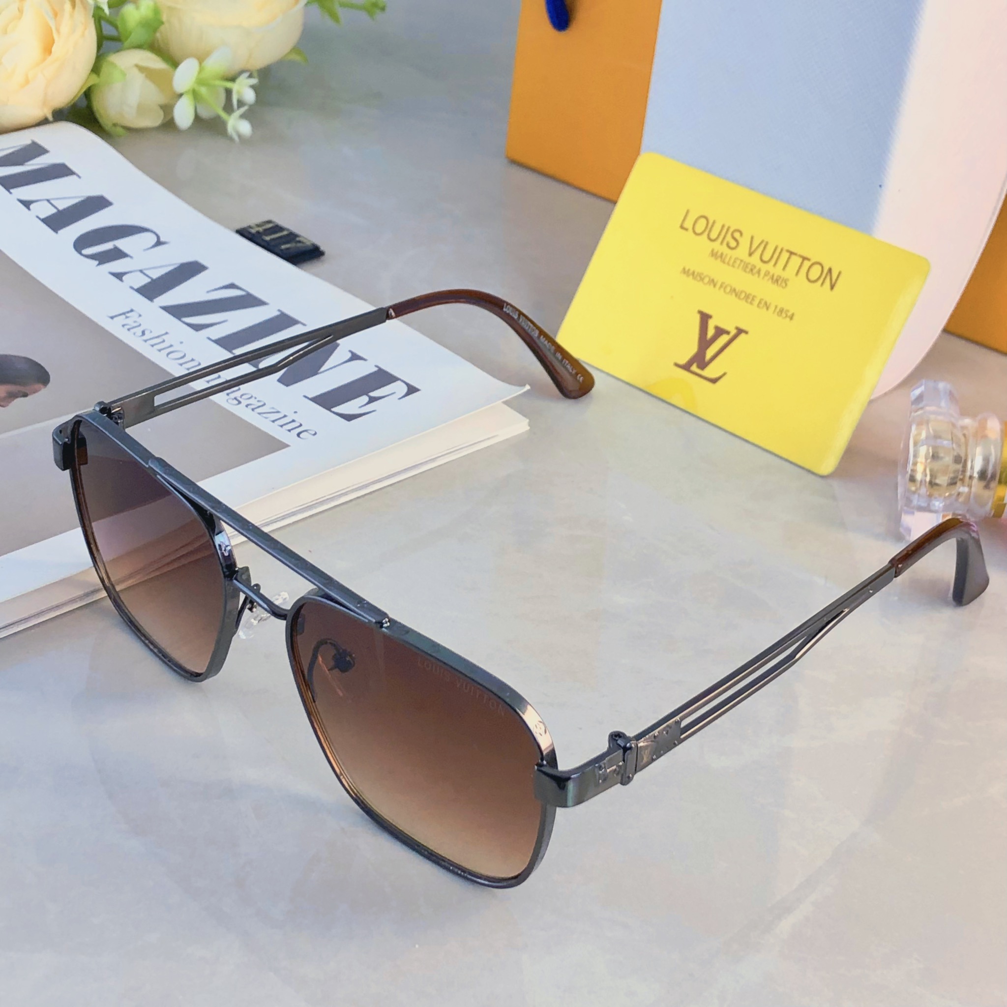 🔥🔥Louis vuitto*新款双梁金属高级感男士太阳镜时尚潮流开车驾驶防紫外线