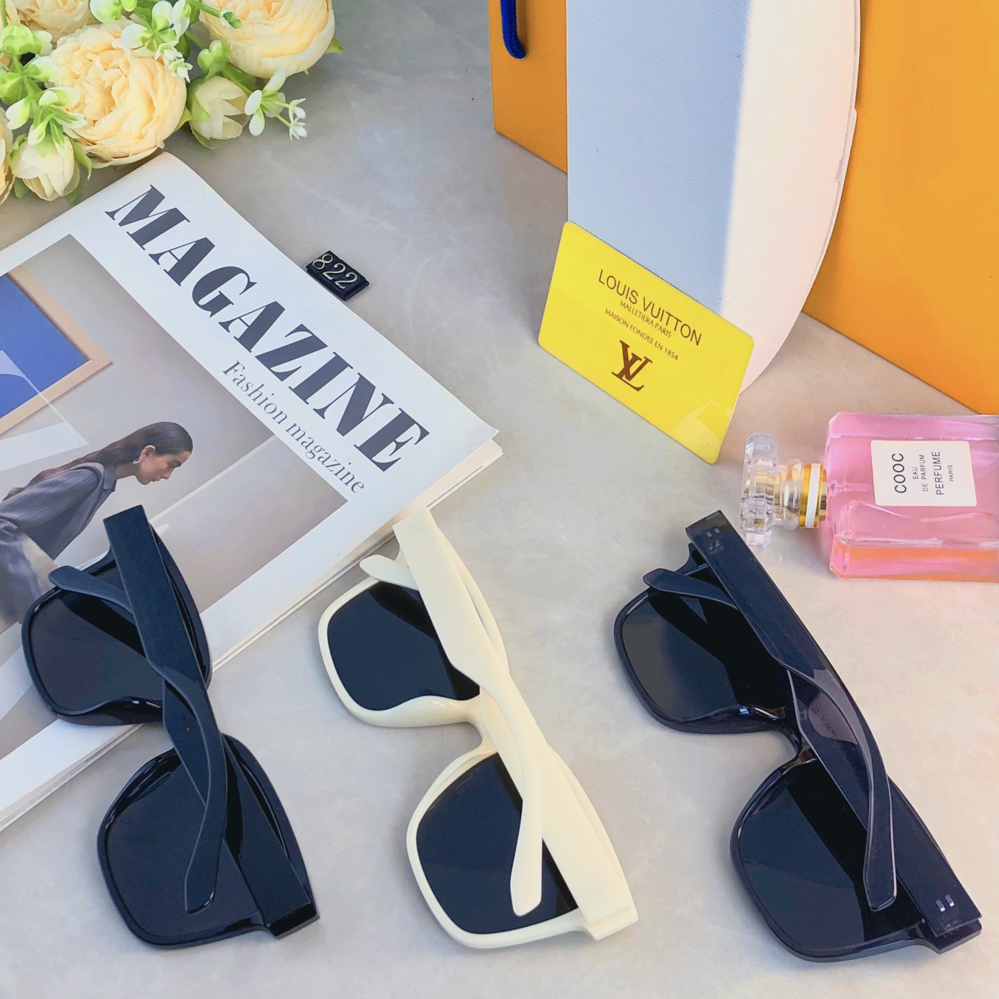 🔥🔥Louis vuitto*欧美时尚方框偏光太阳眼镜男女网红素颜冷茶大框墨镜防紫外线