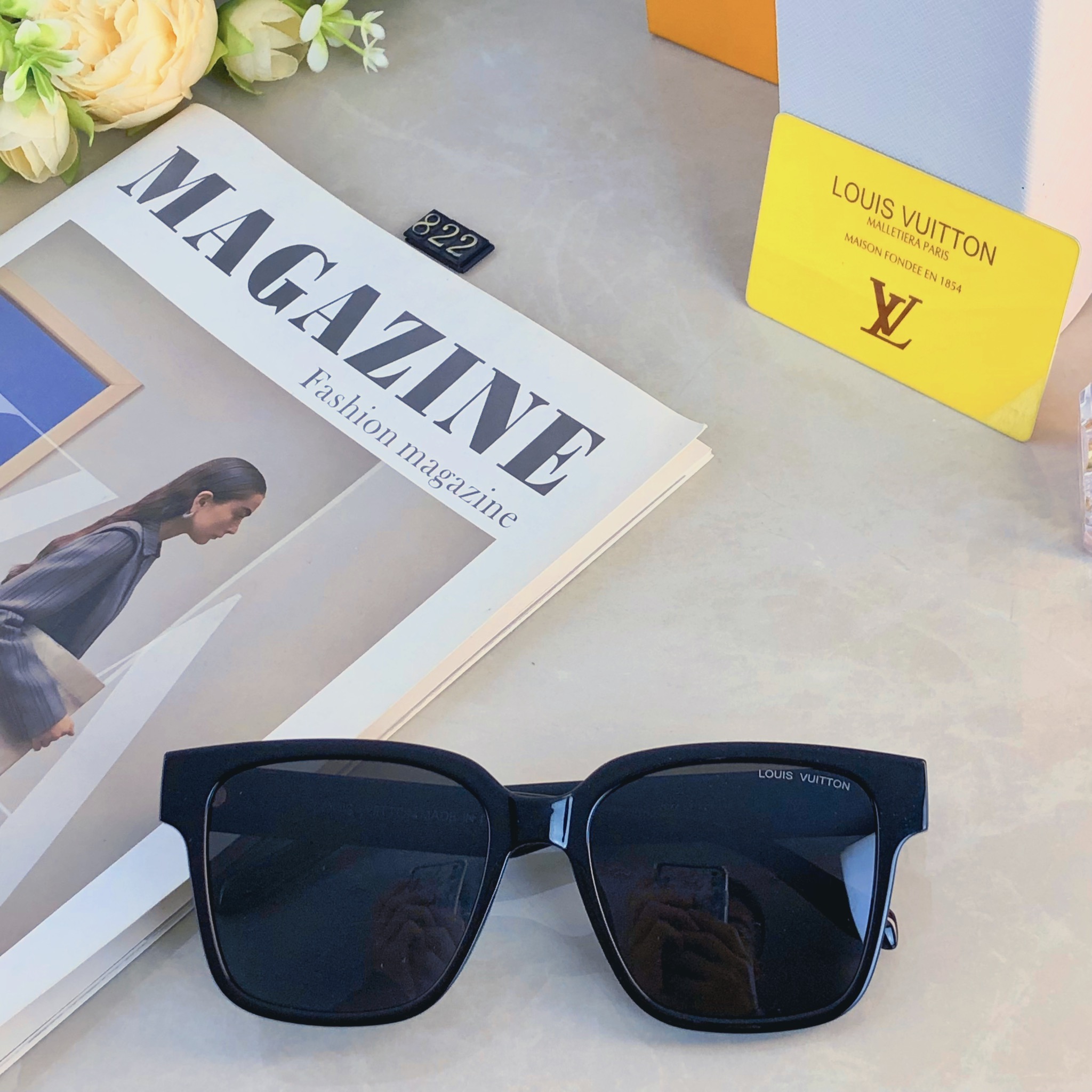 🔥🔥Louis vuitto*欧美时尚方框偏光太阳眼镜男女网红素颜冷茶大框墨镜防紫外线