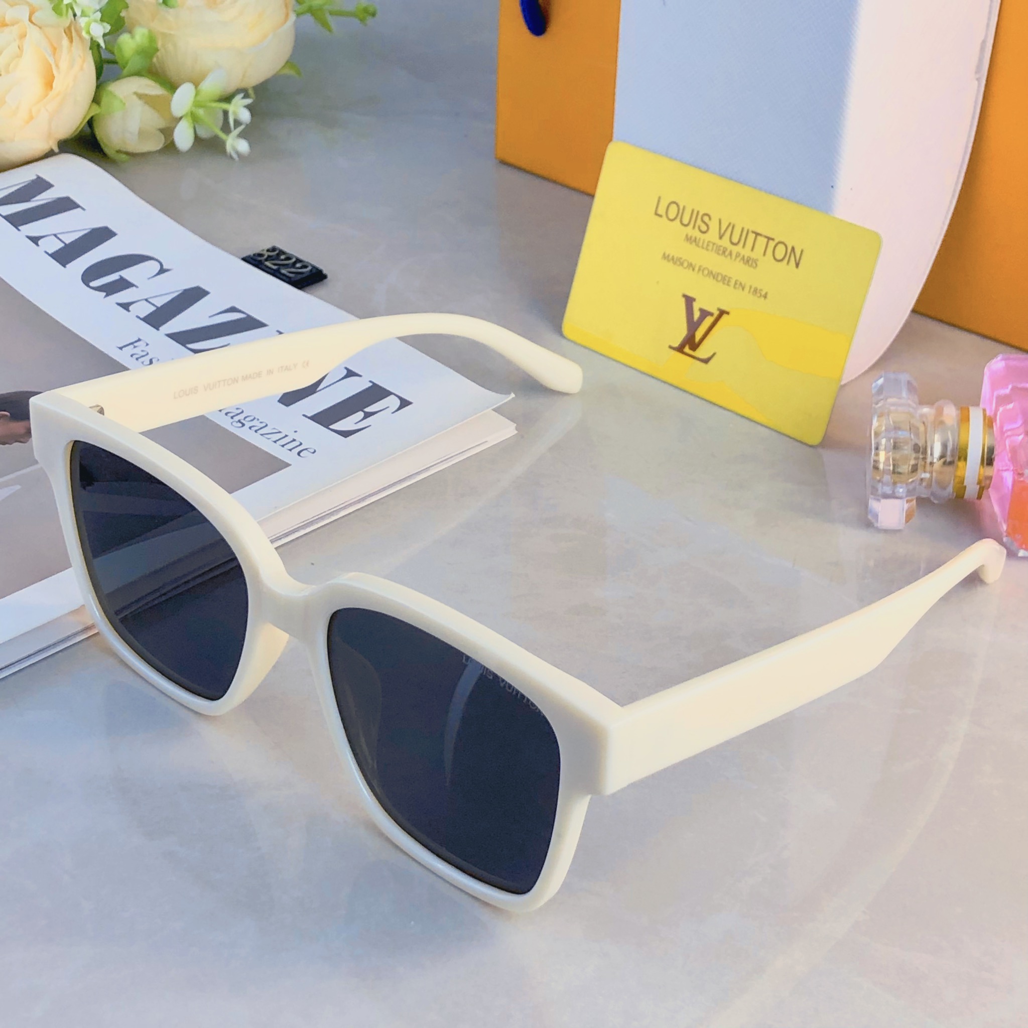 🔥🔥Louis vuitto*欧美时尚方框偏光太阳眼镜男女网红素颜冷茶大框墨镜防紫外线