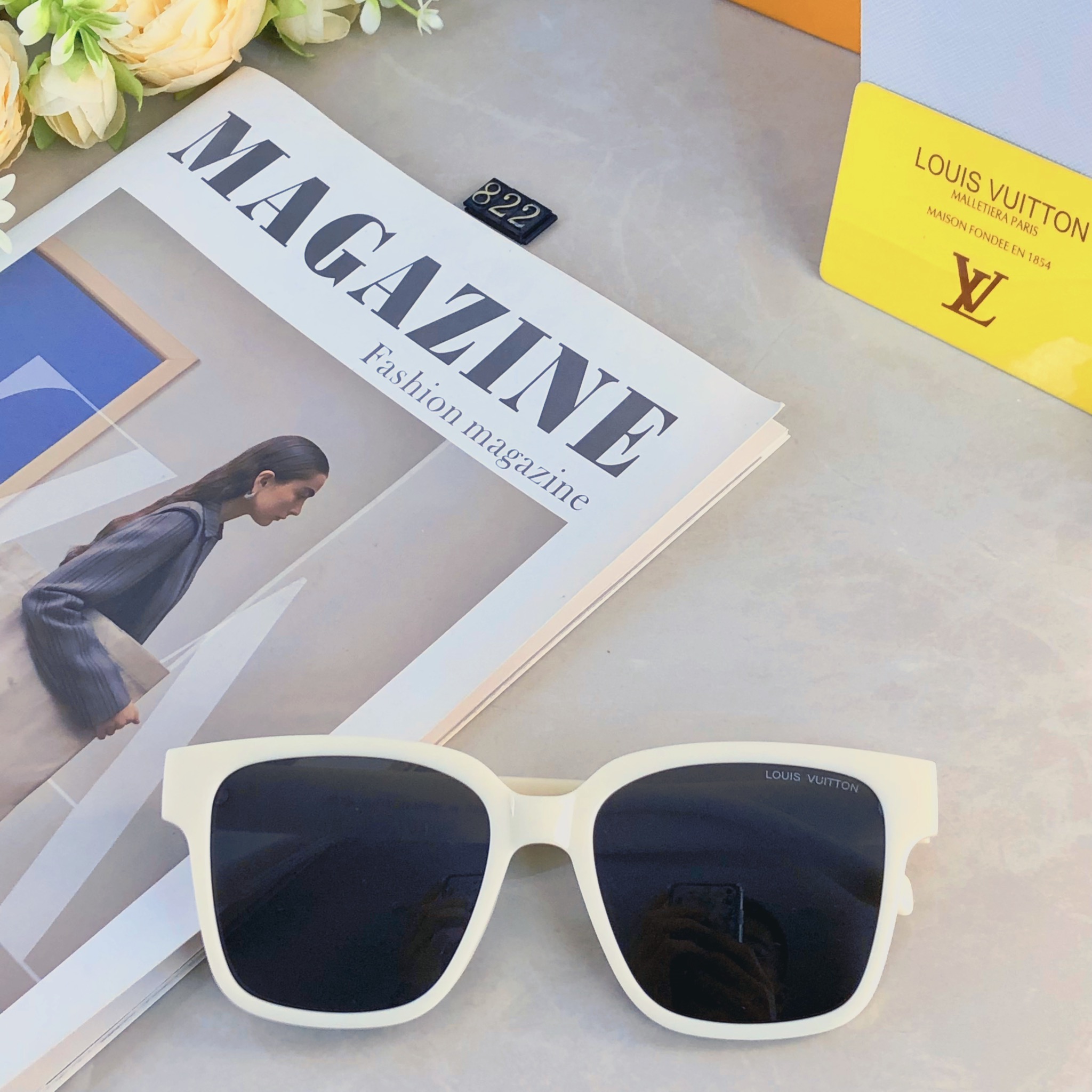 🔥🔥Louis vuitto*欧美时尚方框偏光太阳眼镜男女网红素颜冷茶大框墨镜防紫外线
