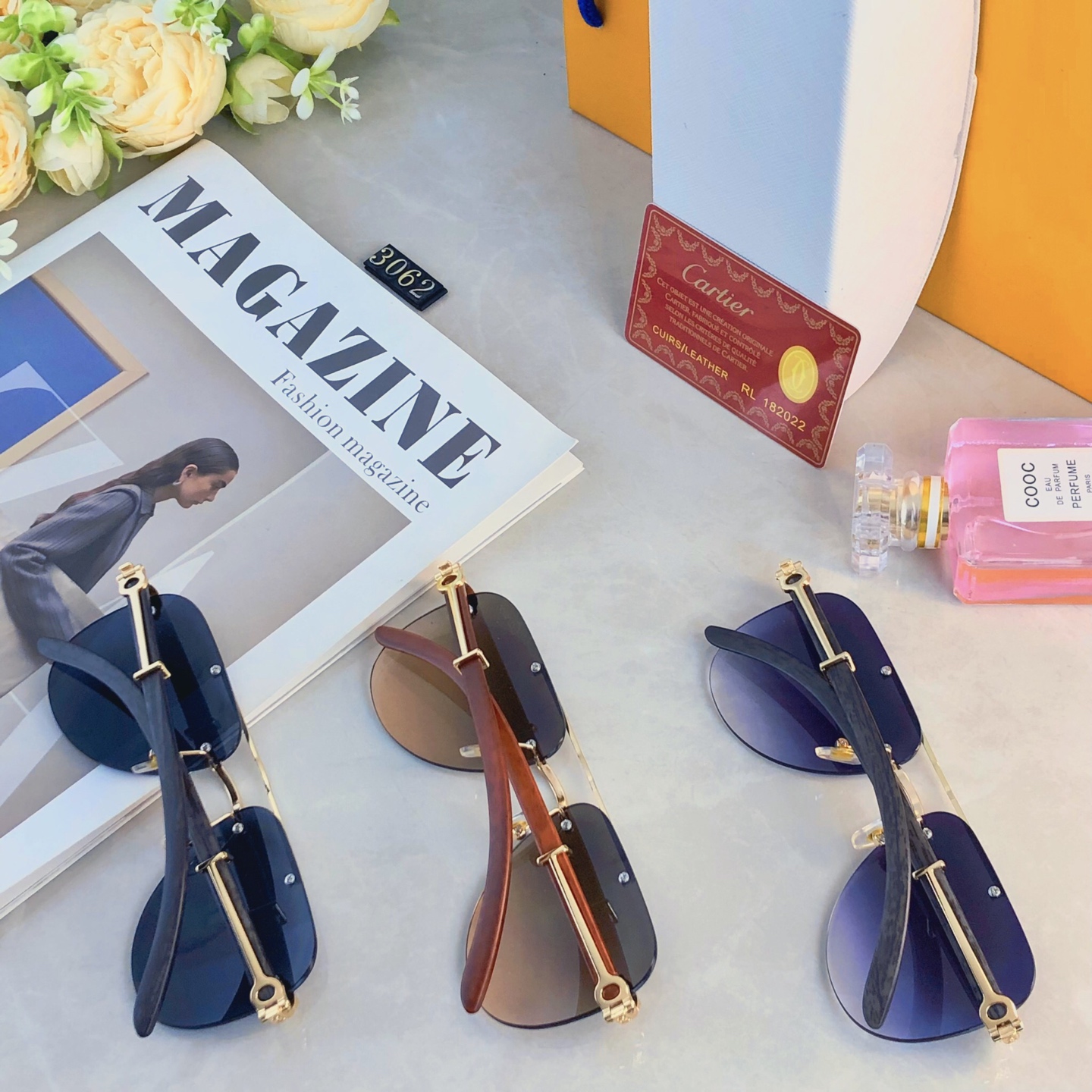 🔥🔥Cartie*新款潮流复古金属双梁太阳眼镜 ins个性无框户外开车休闲防晒墨镜